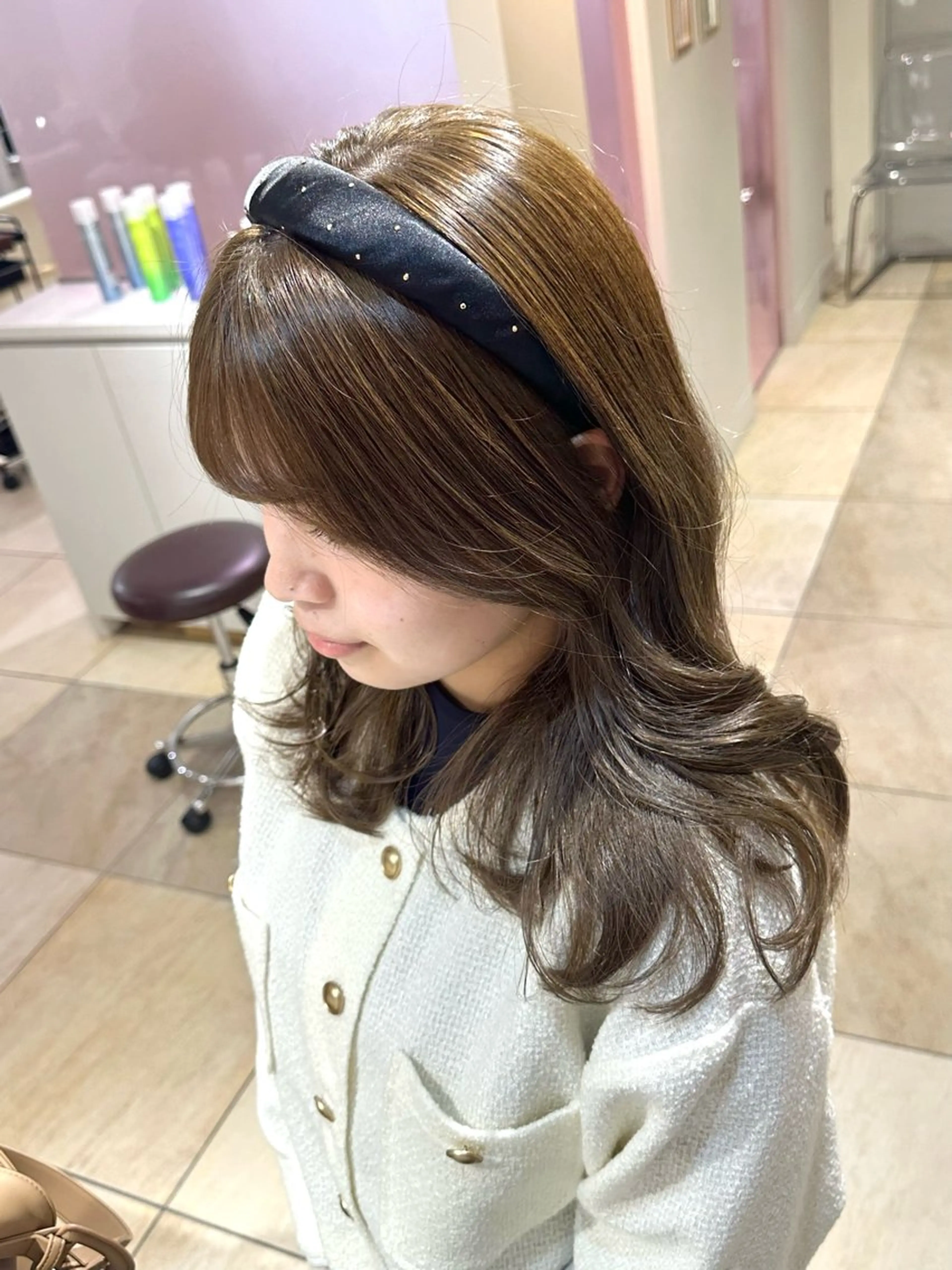 【🩰盛れる顔まわりカット付き】後れ毛前髪カット+ケアカラ+4step Aujua treatment♡の写真