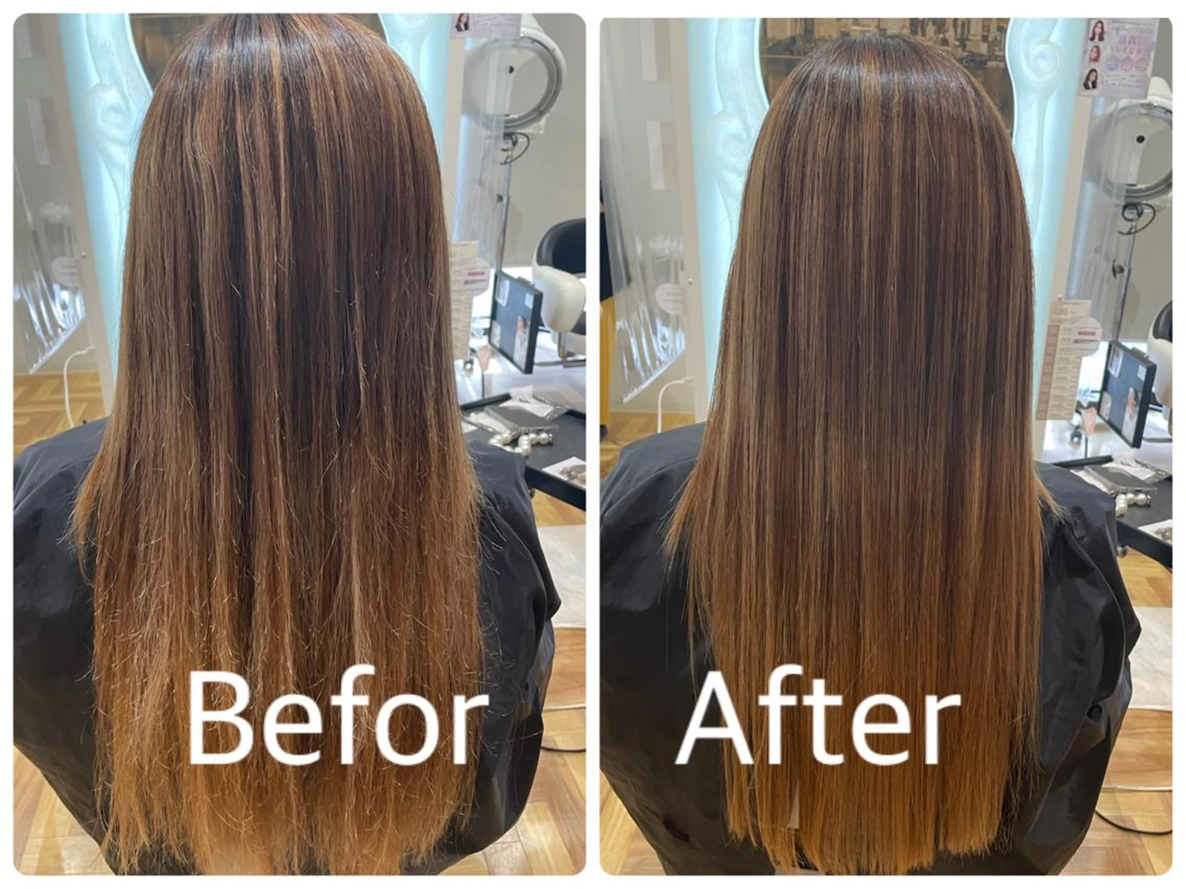 ロング パーマ トリートメント 酸熱トリートメント ストレートパーマ カット 縮毛矯正 福森 みずきのヘアスタイル