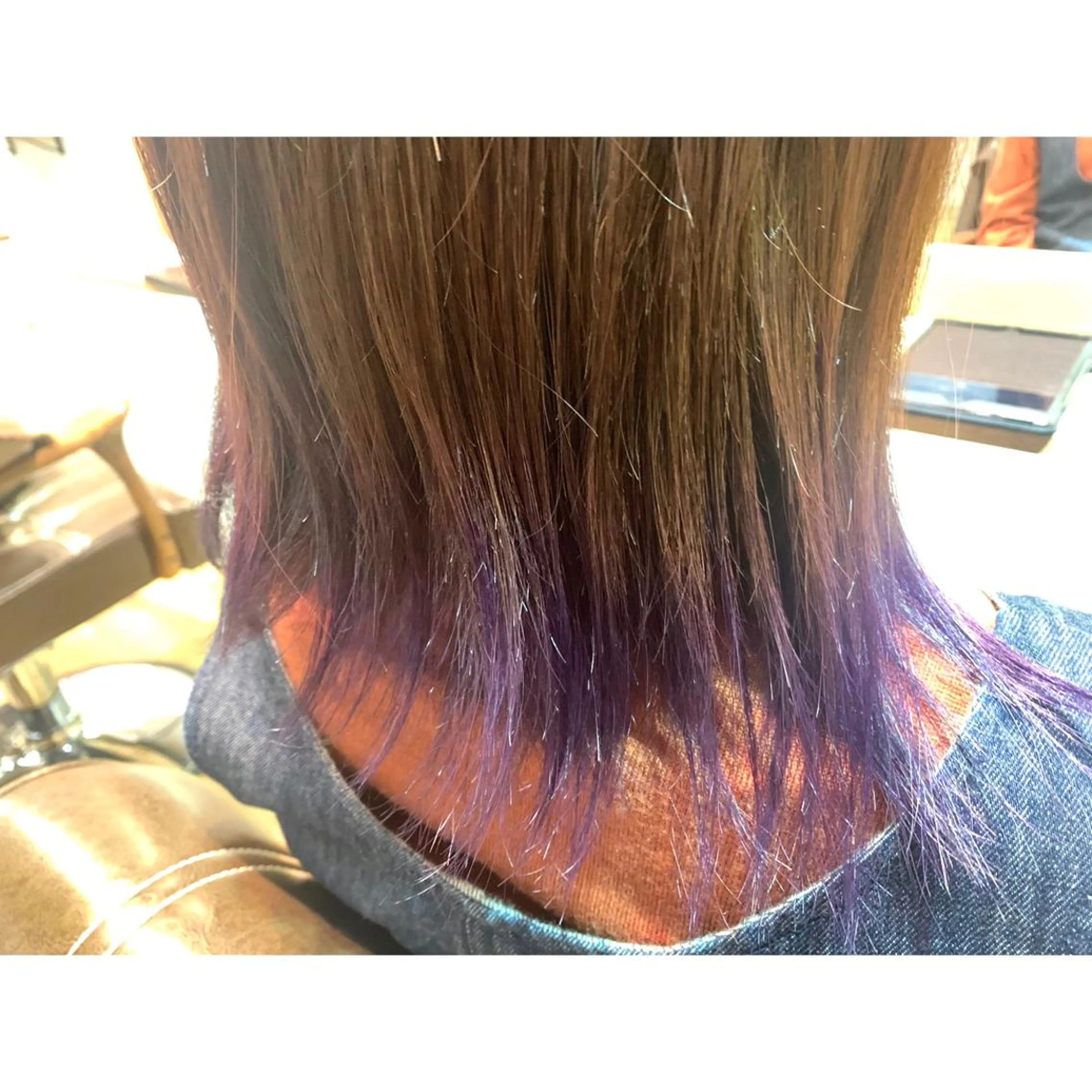 ミディアム カラー パープルカラー ヘアカラー トリートメント ツキダテ ユイのヘアスタイル