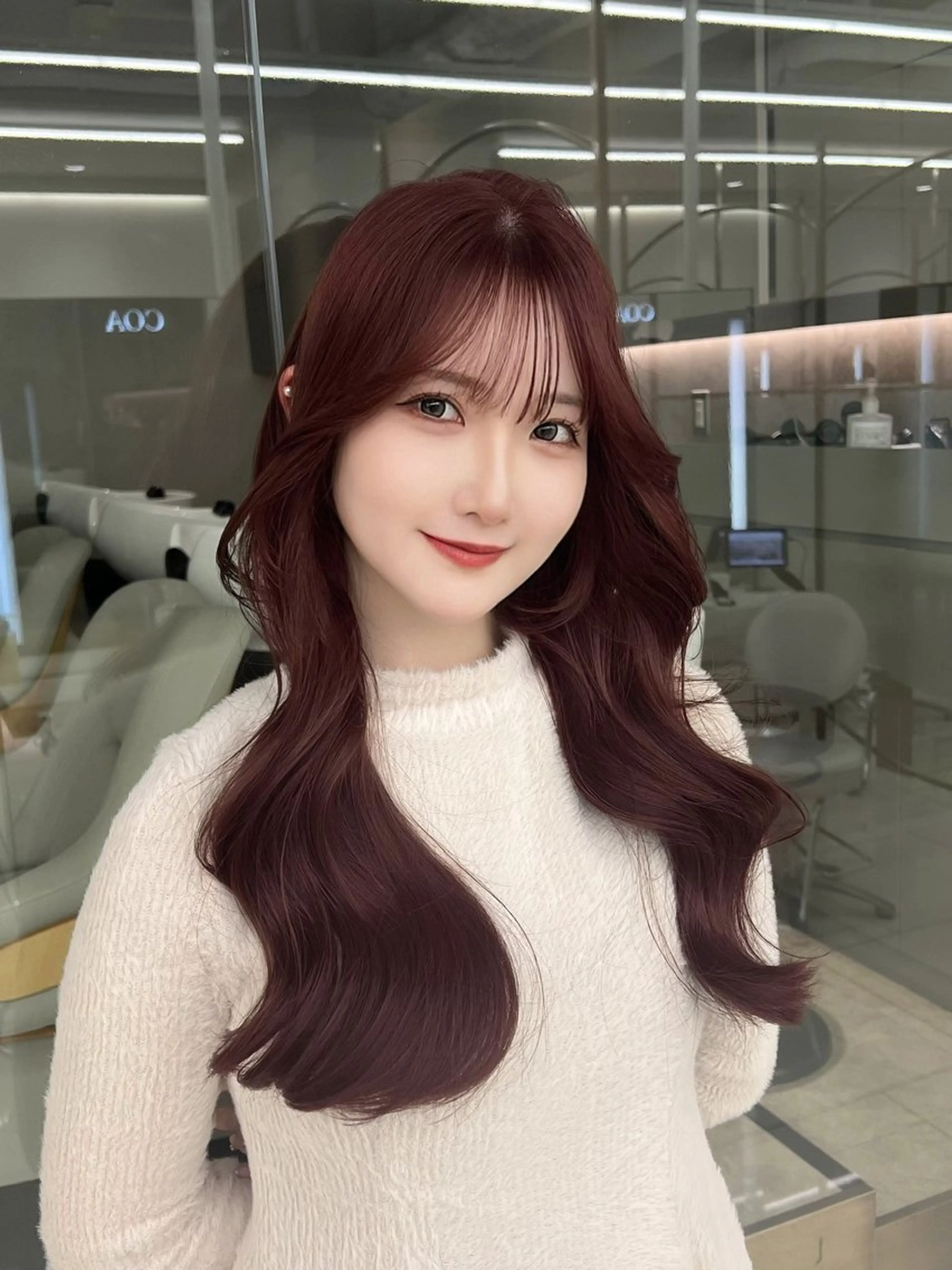 ロング カット ヘアカラー トリートメント 顔周りカット/髪質 改善/透明感カラーのヘアスタイル