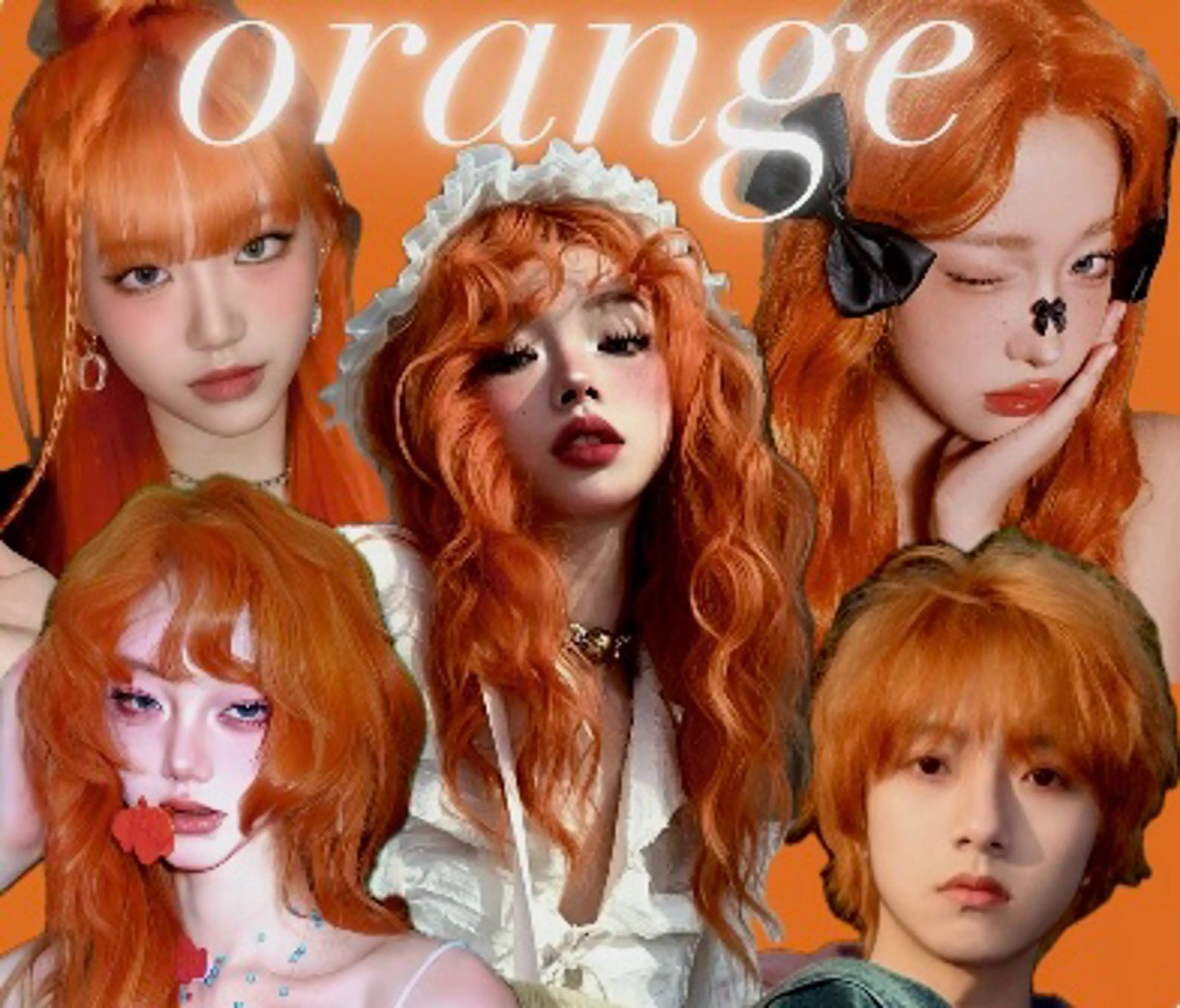 ロング カラー ブリーチ ブリーチなしカラー オレンジ ヘアカラー 栗谷 竜希のヘアスタイル