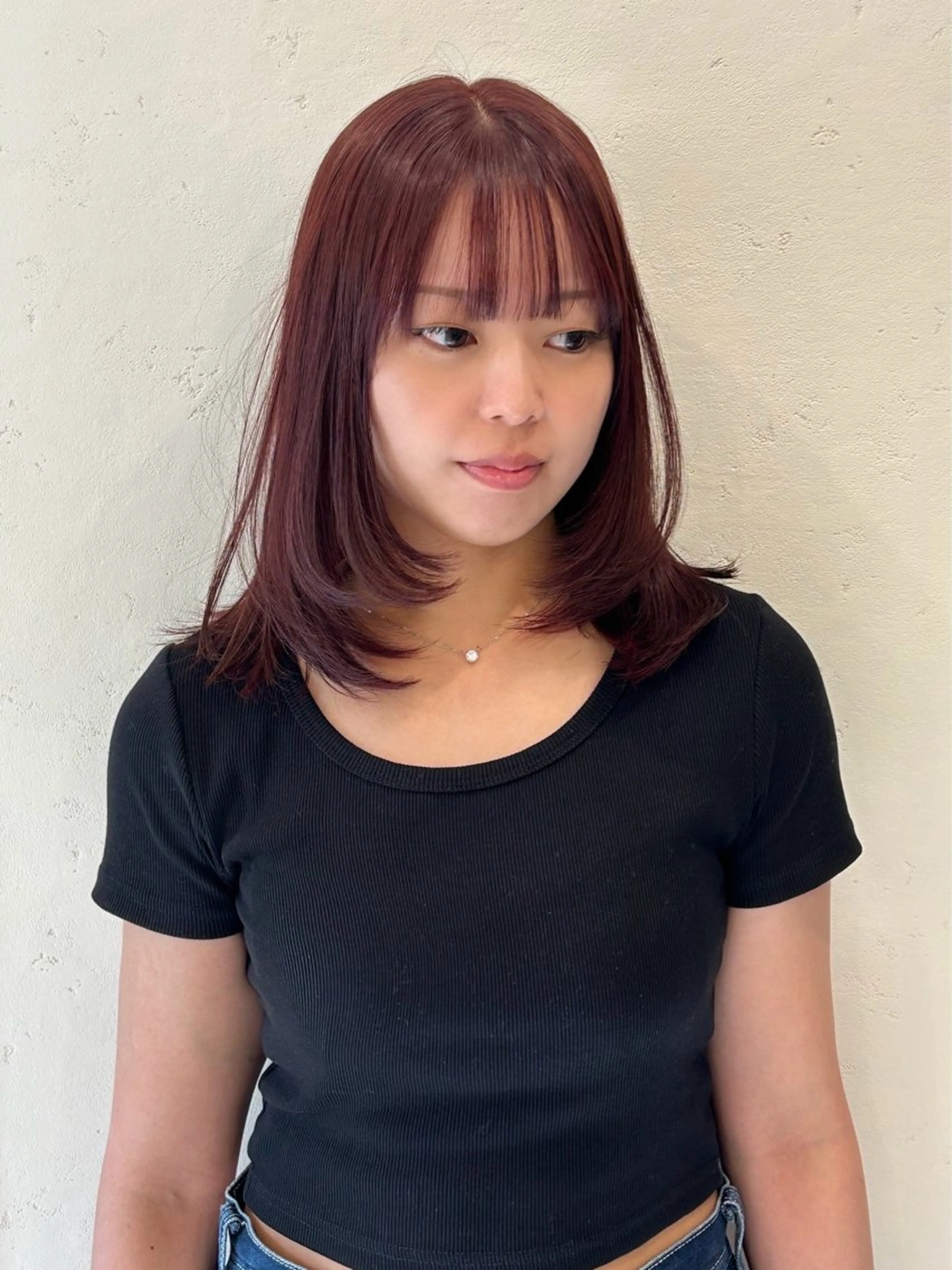 ミディアム カラー カット ヘアカラー トリートメント レイヤー/ラベンダー オージュア/枝元唯のヘアスタイル