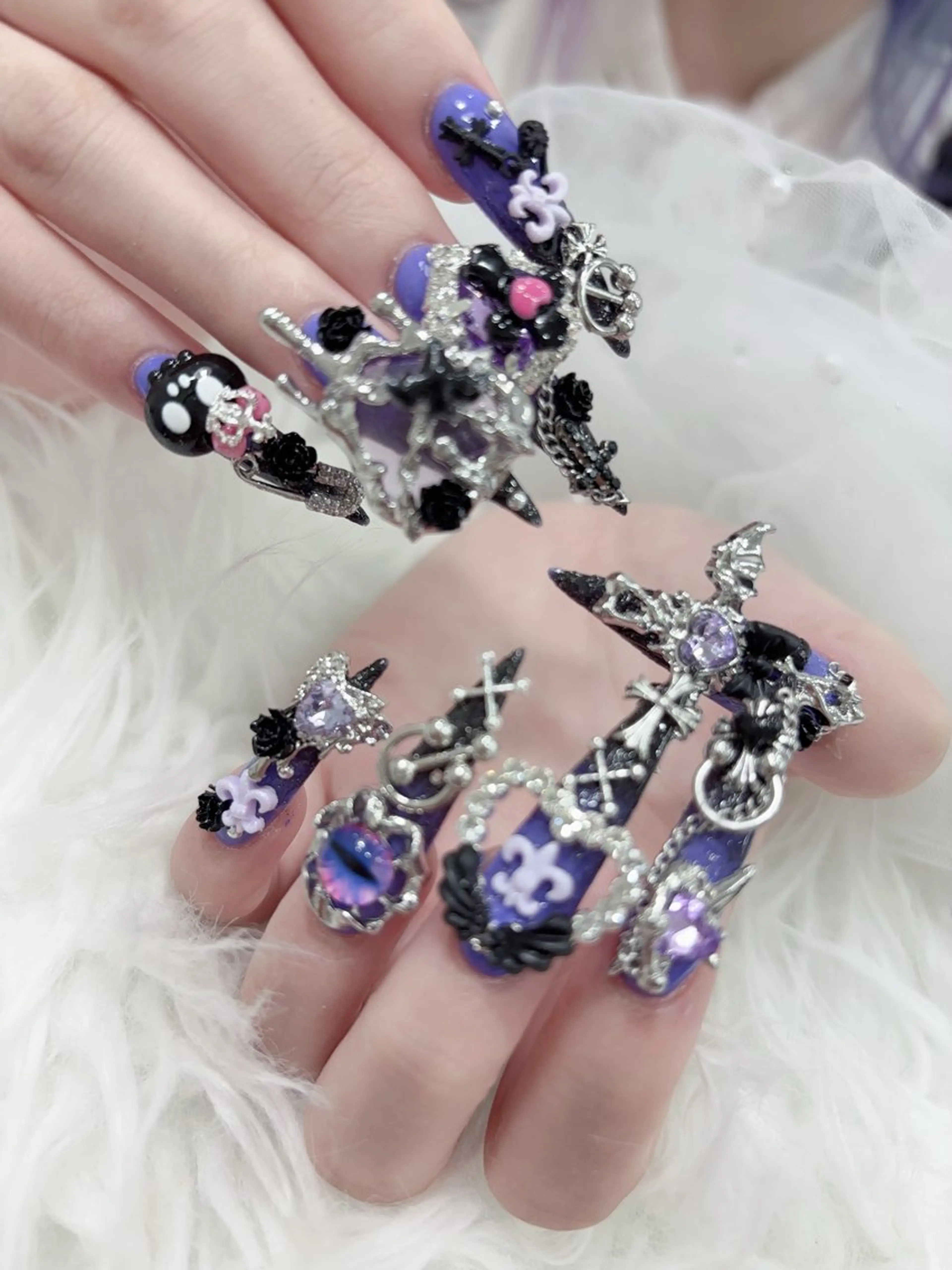 ネイル キラキラネイル スカルプネイル ハンドネイル MoMoA Nail ネイル長さ出し専門店のネイルデザイン