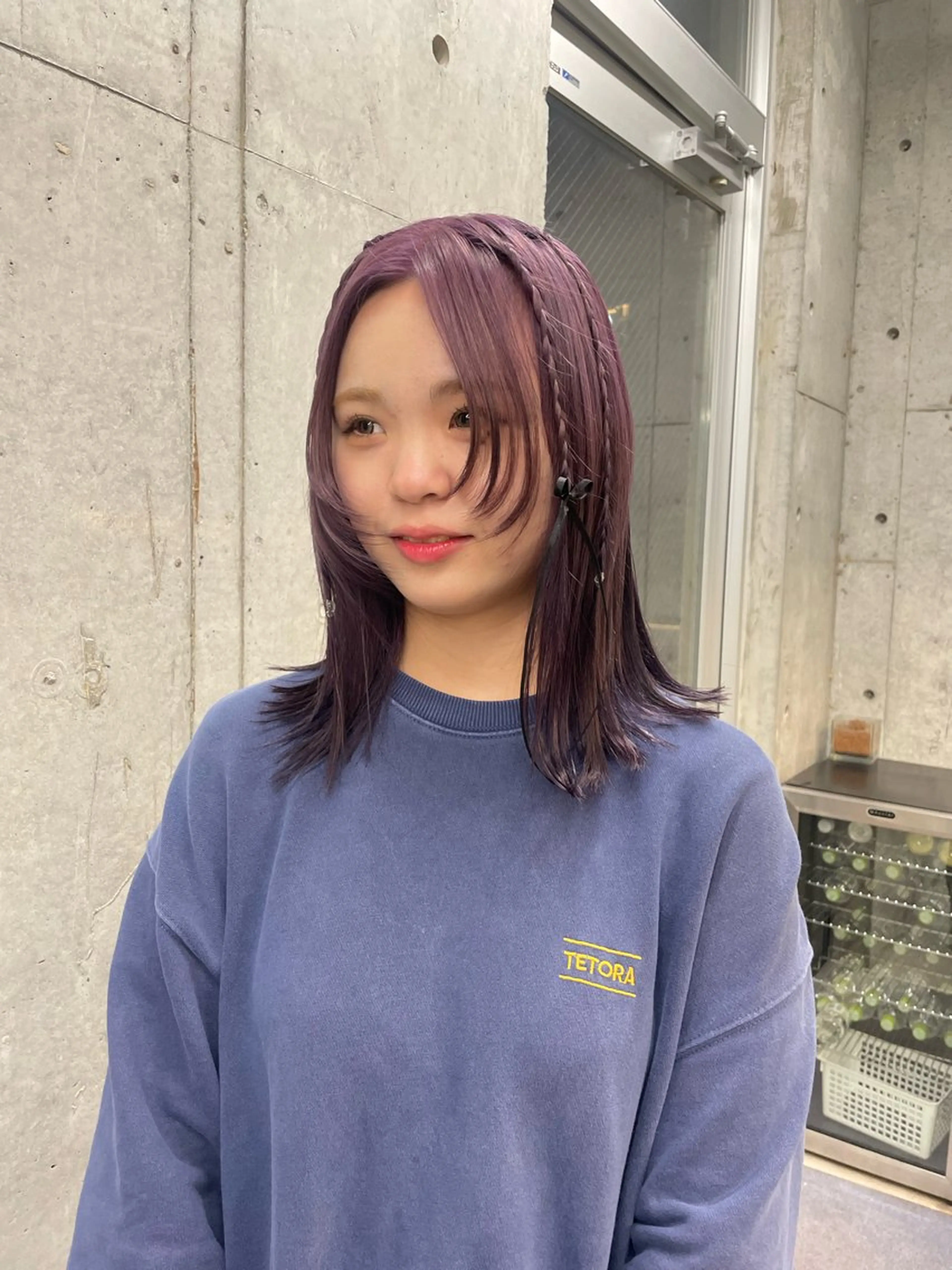 ミディアム カラー ダブルカラー パープルカラー 顔周りカット レイヤーカット カット ヘアカラー トリートメント トレンドカラー🥣／ ヘアアレンジ✩.*˚のヘアスタイル