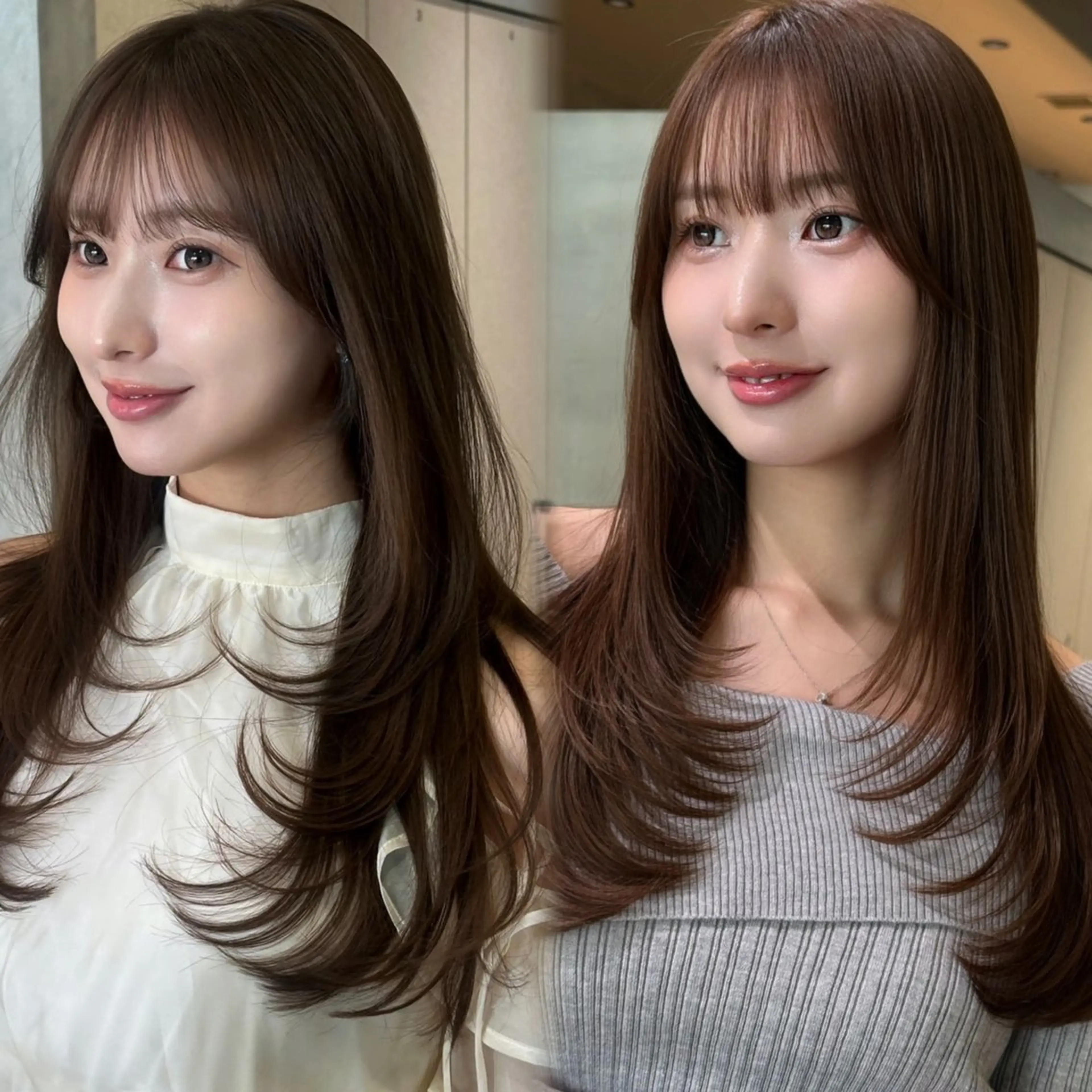 セミロング カラー カット ヘアカラー トリートメント 🫧ボブ／縮毛矯正／ 韓国／ゆーな🫧‪のヘアスタイル