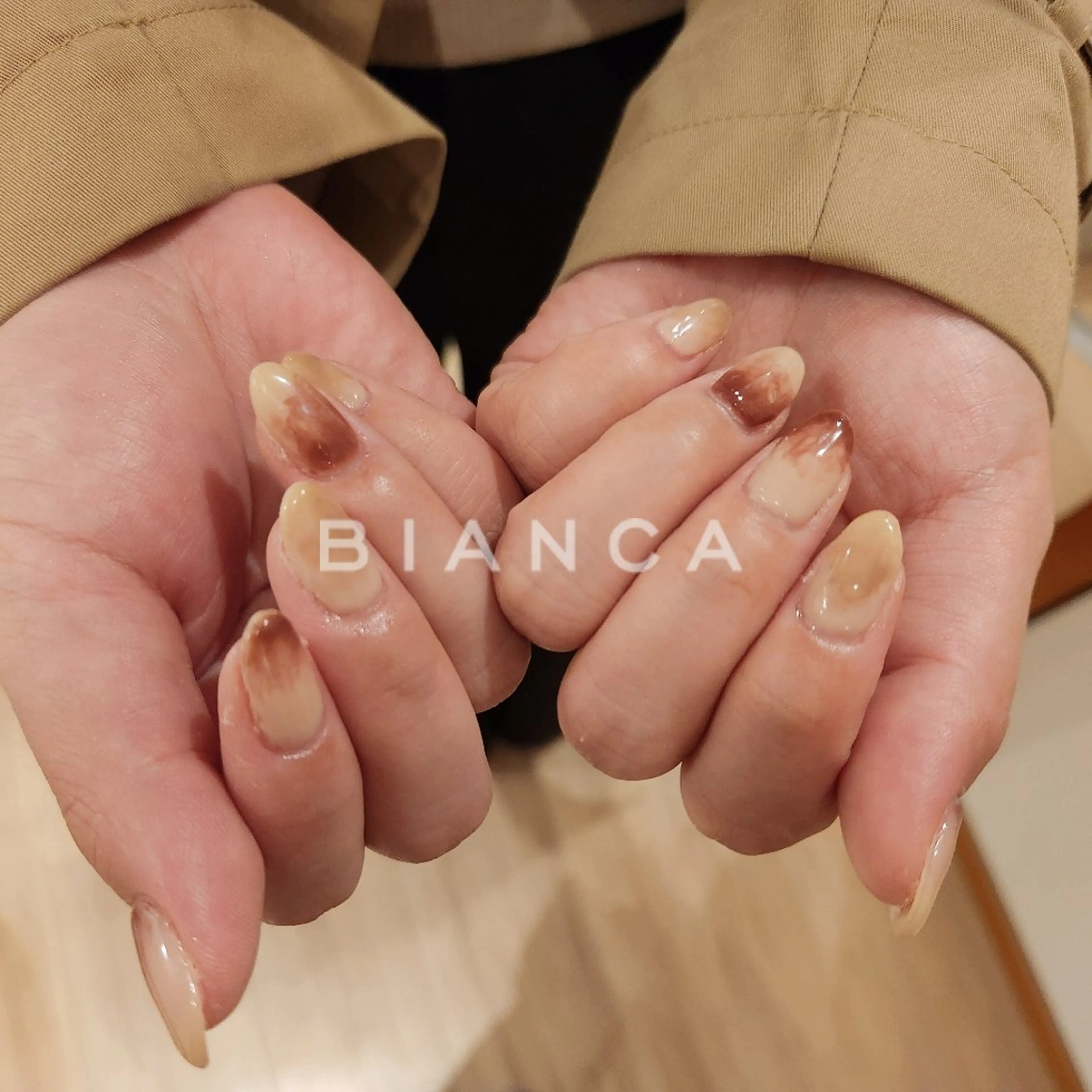 ネイル ニュアンスネイル オフィスネイル シンプルネイル 春ネイル ハンドネイル Bianca名駅店 あゆのネイルデザイン
