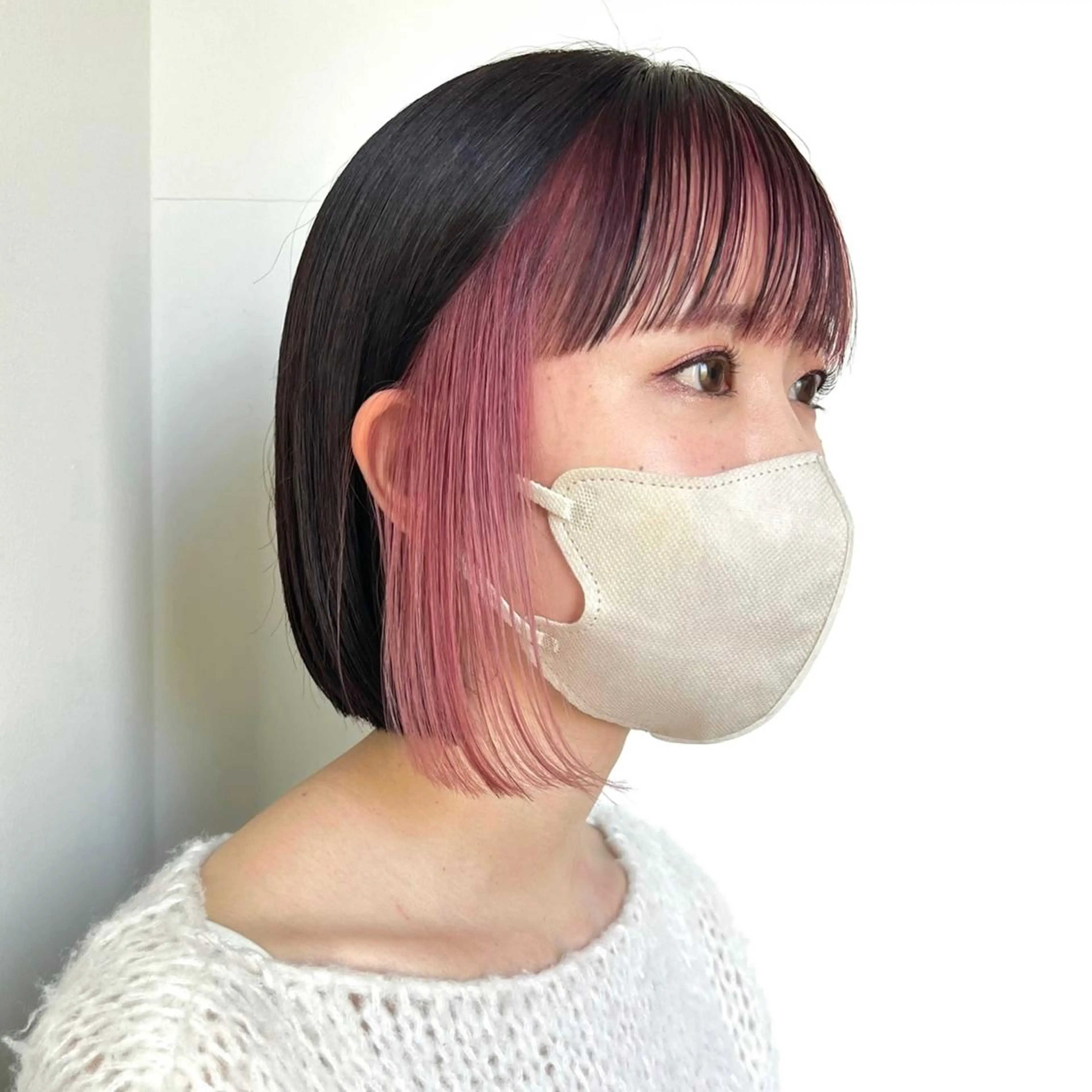 ミディアム カラー インナーカラー ピンクカラー カット ヘアカラー 韓国ヘア /男女❄️ 細江 美紅のヘアスタイル