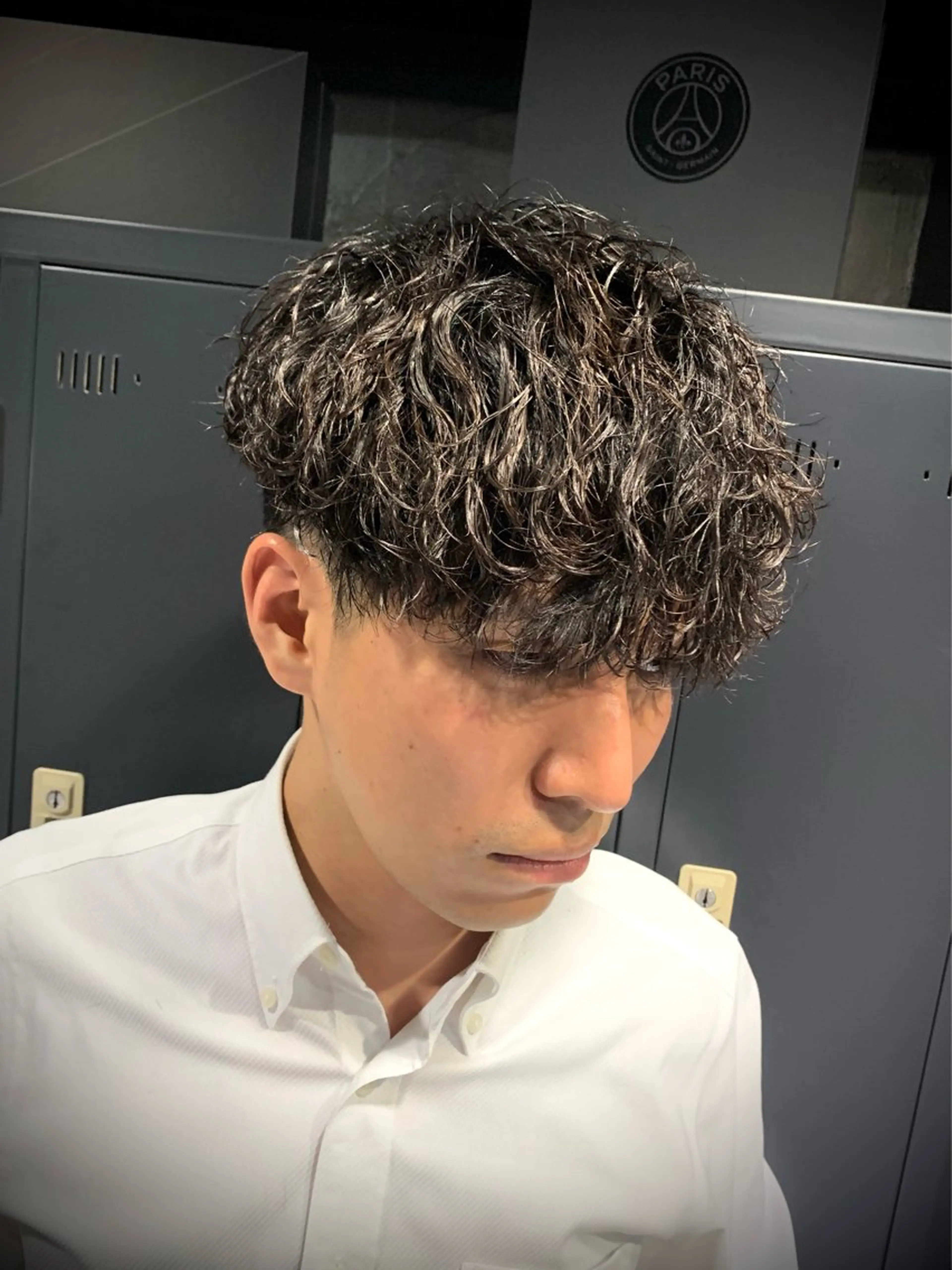ミディアム メンズ 波巻きパーマ カット パーマ ヘアセット メンズパーマ/難波/ 心斎橋　室園亮佑のヘアスタイル