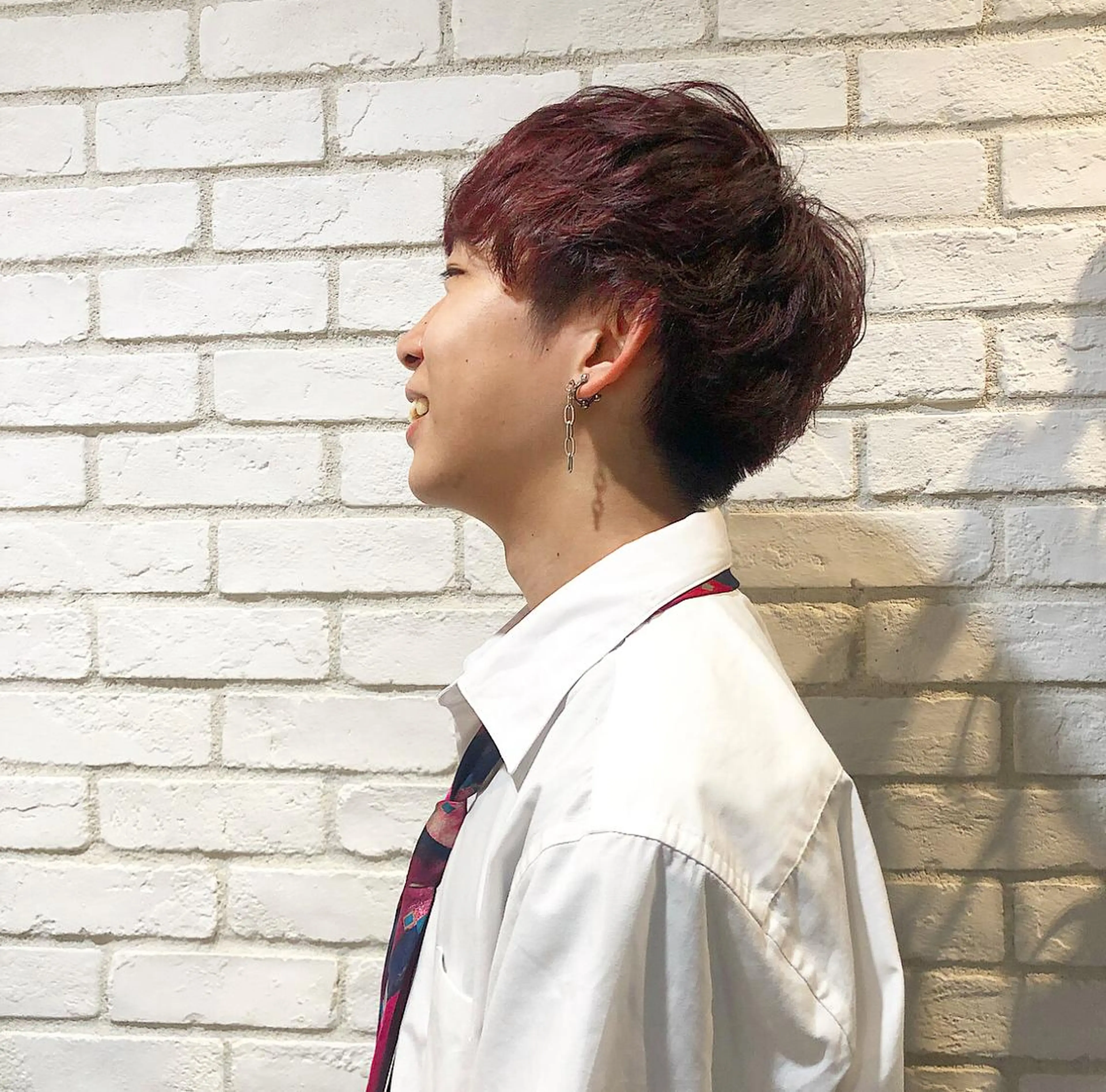 カラー メンズ レッドカラー ヘアカラー トリートメント ヘッドスパ ヘアセット 圧倒的透明感カラー nana🦕のヘアスタイル