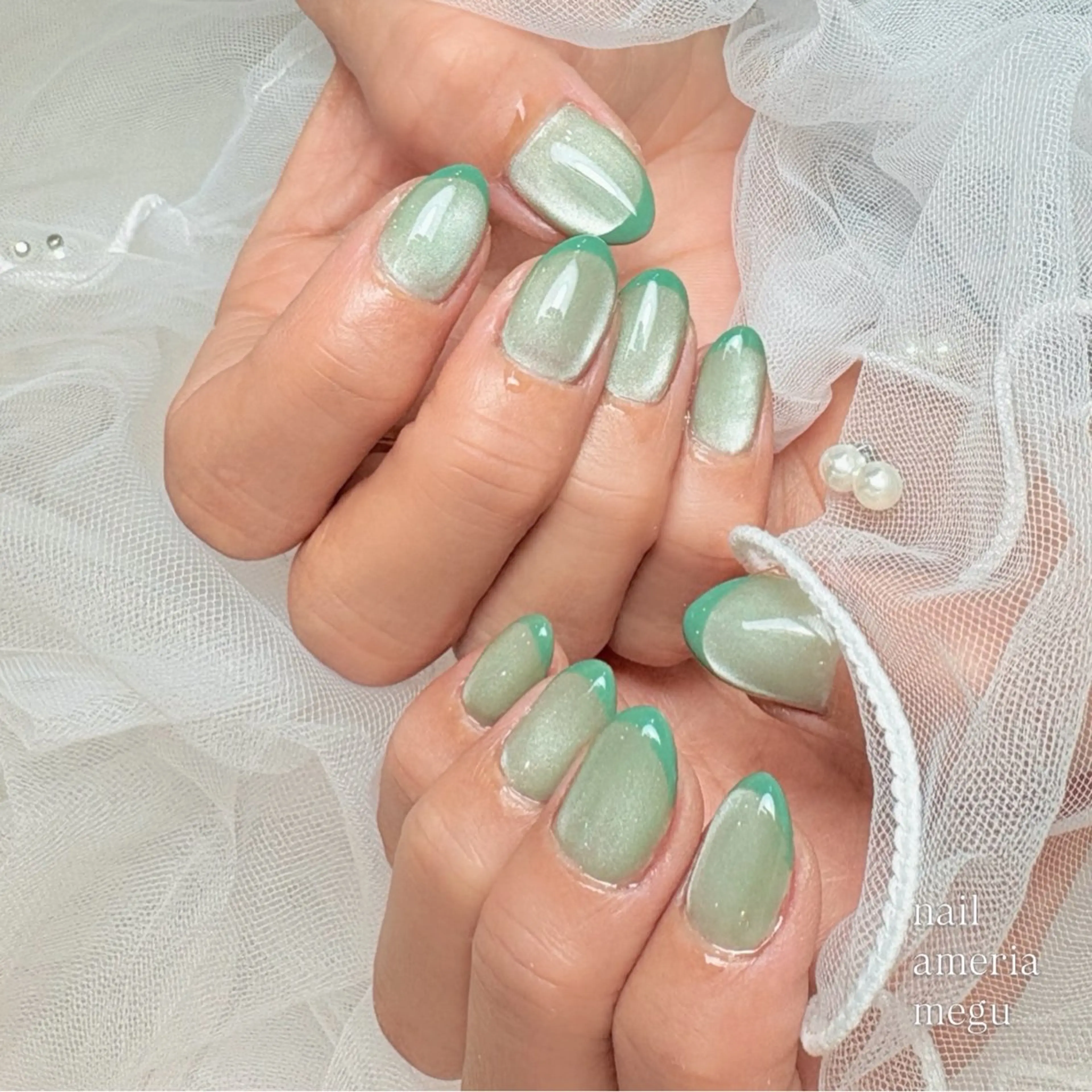 ネイル フレンチネイル マグネットネイル ハンドネイル Nail ameria megu所属・ameria meguのネイルデザイン