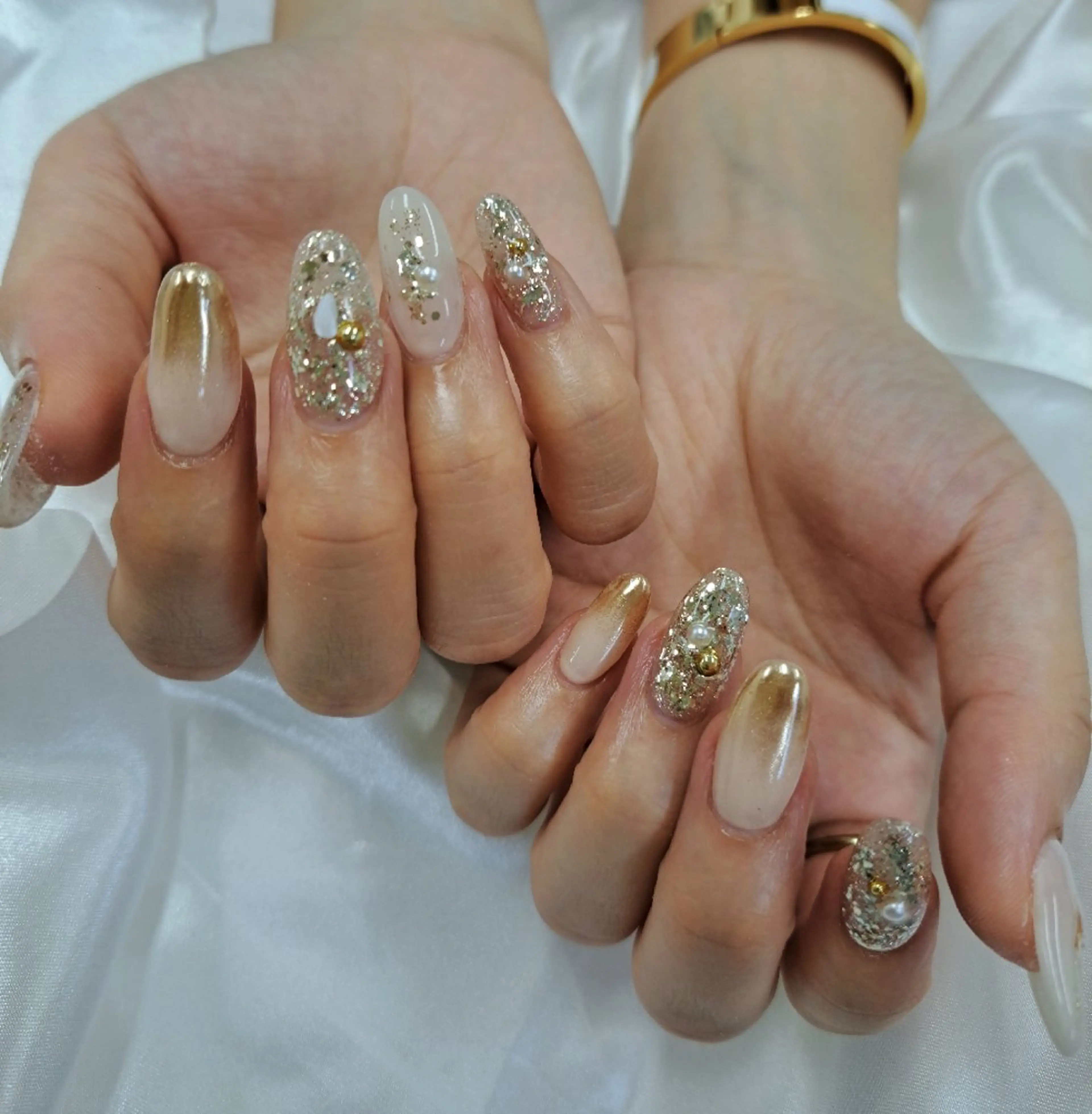 ネイル チークネイル フレンチネイル ジェルネイル ガーリー ハート 河野ちえ (雑誌掲載サロン)のネイルデザイン