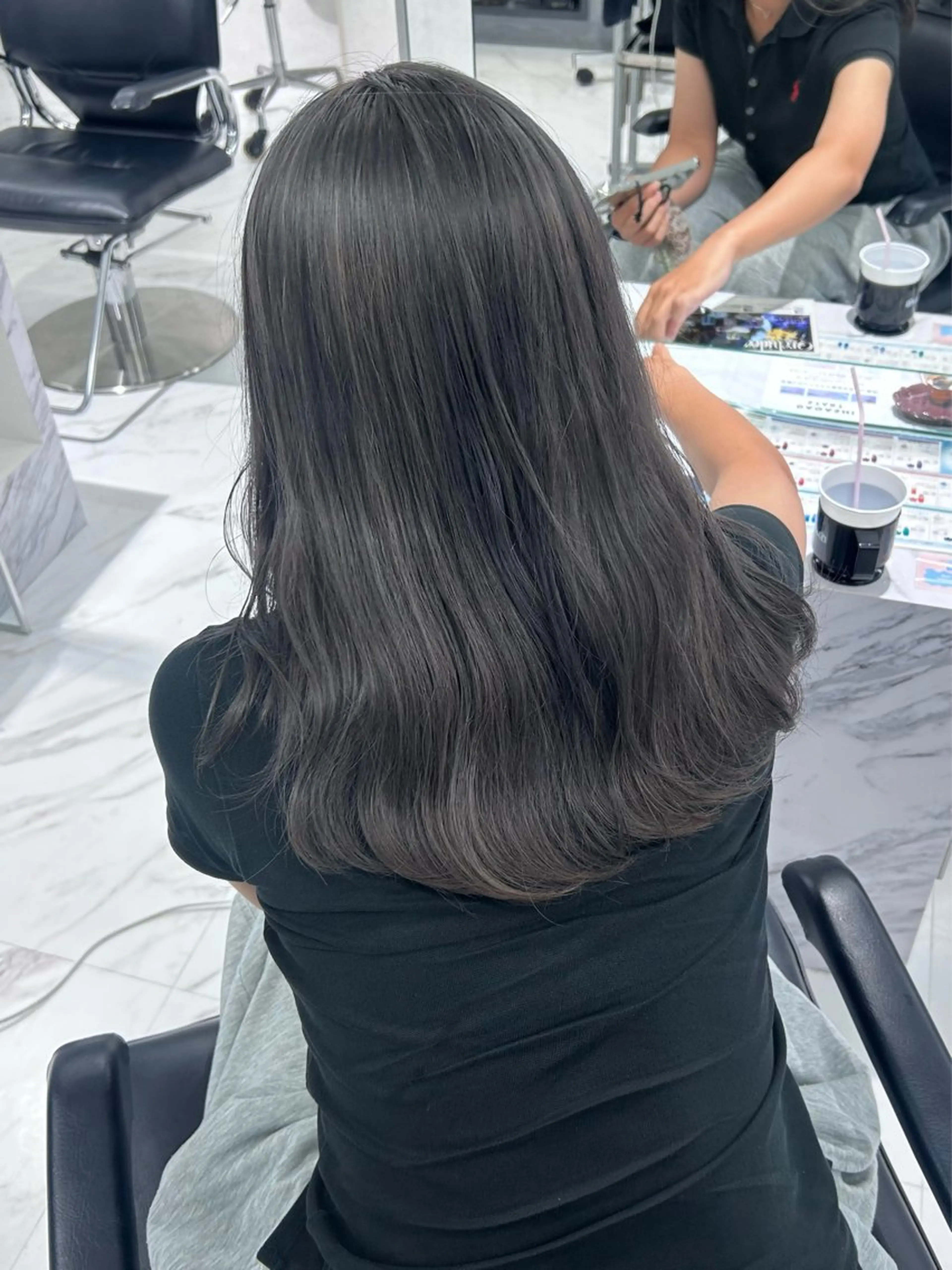 ミディアム カラー グレージュ カット ヘアカラー トリートメント shizuna/天神 /メンズ/ボブのヘアスタイル