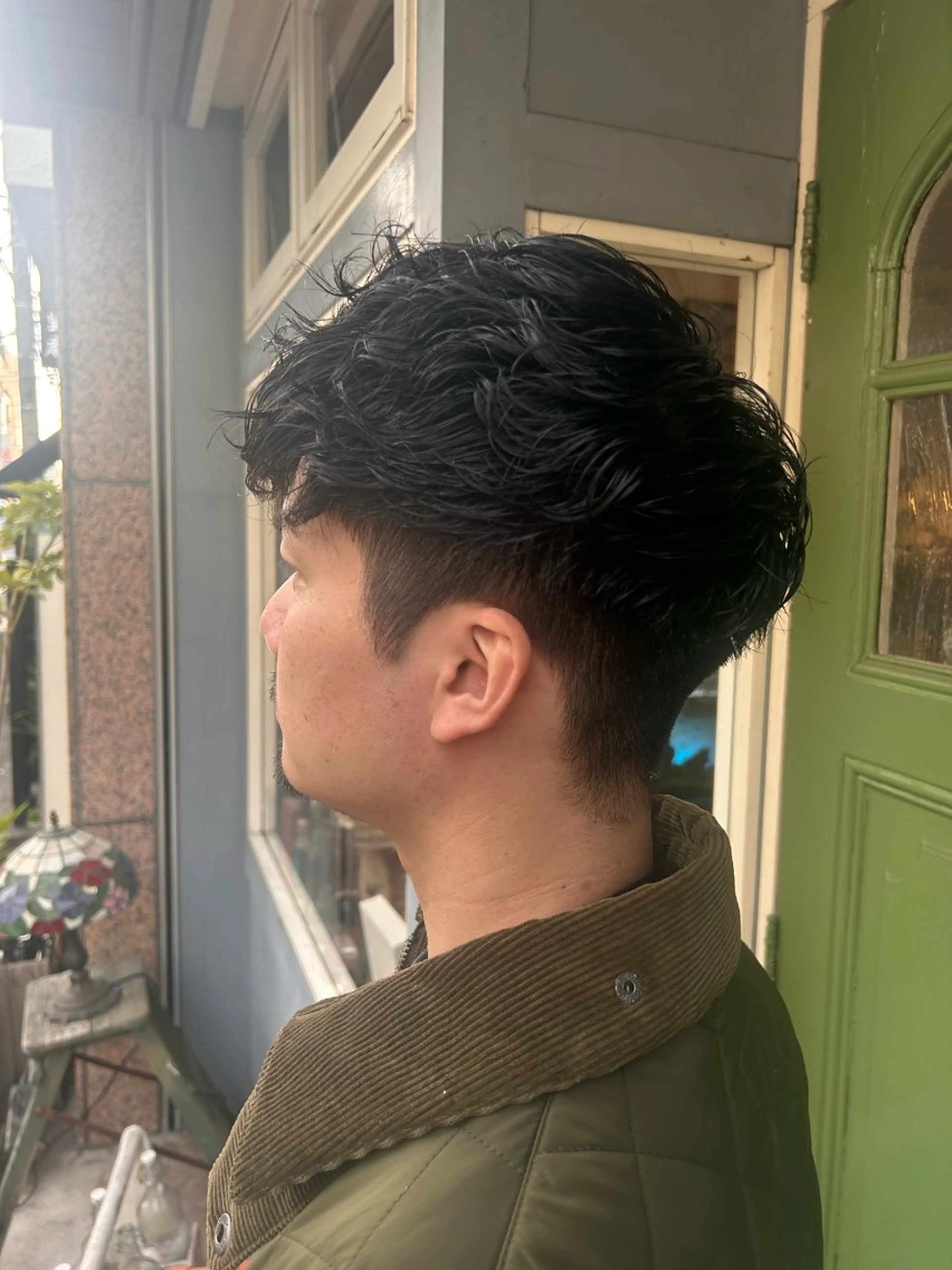 ショート パーマ メンズ スペインカール カット パーマ 清水千優/パーマ/透 明感カラー/メンズのヘアスタイル