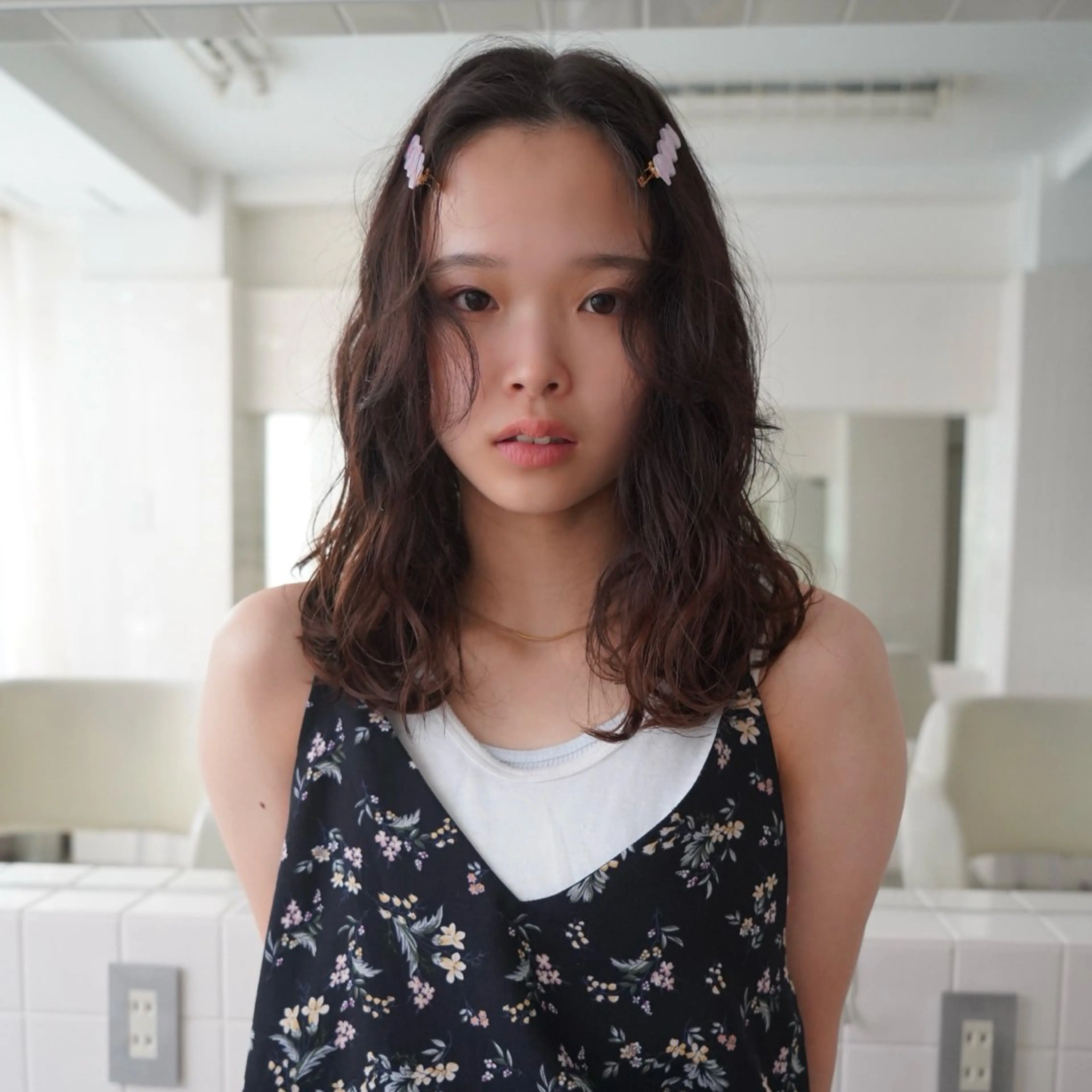 セミロング カラー パーマ カット パーマ 繭所属・こはる／ハードパーマ /癖毛風パーマ🧃のヘアスタイル