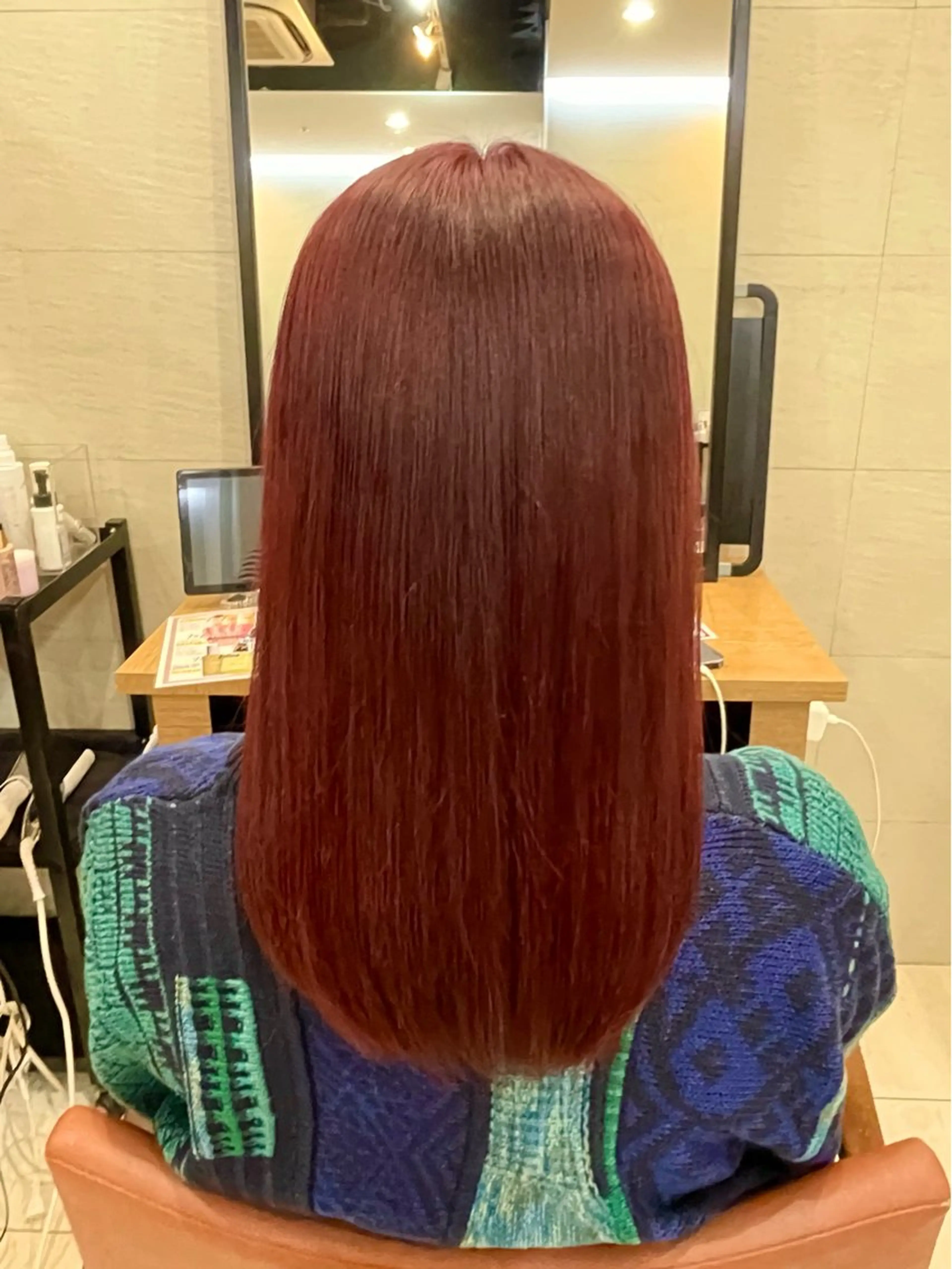 ロング カラー ヘアアレンジ ブリーチ ボルドーカラー ブラウンカラー カシス ダブルカラー 🎈ブリーチなし暖色 カラー/レッド/ゆいのヘアスタイル