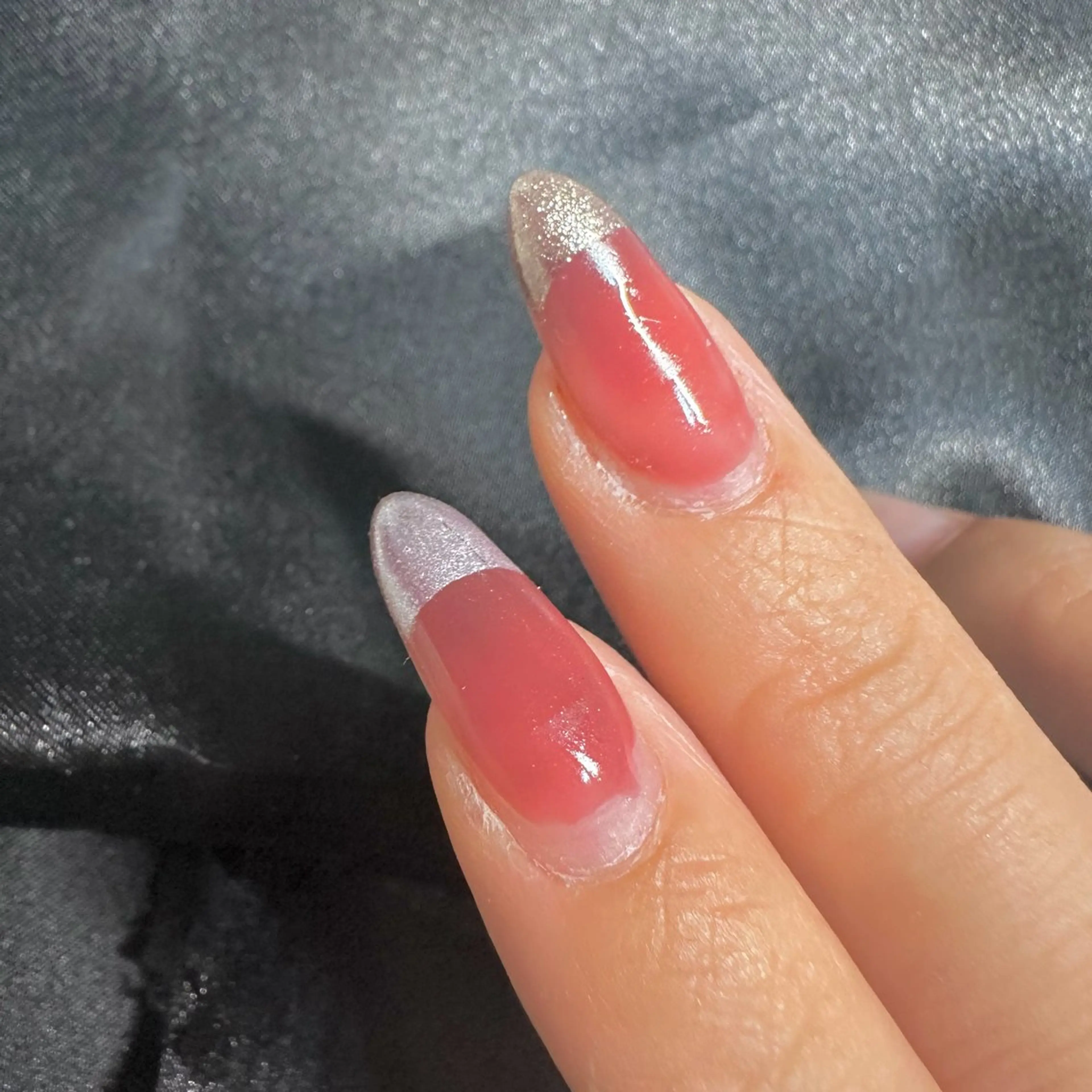 ネイル オーロラネイル フレンチネイル ミラーネイル Nail_ SkyBlue_Jのネイルデザイン