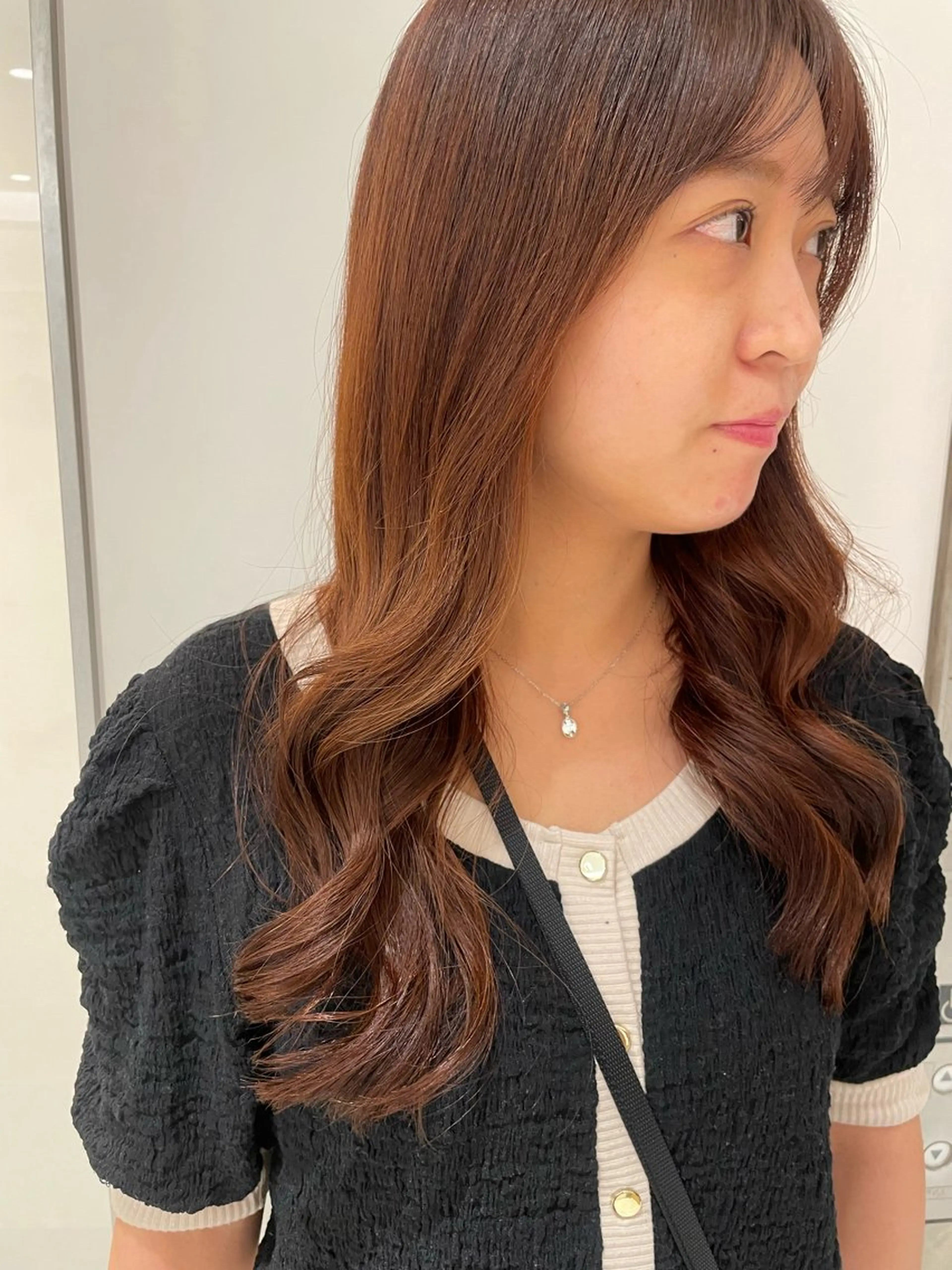 ロング ピンクブラウン 韓国風ヘア 韓国風パーマ/ヘア セット/店長みづきのヘアスタイル