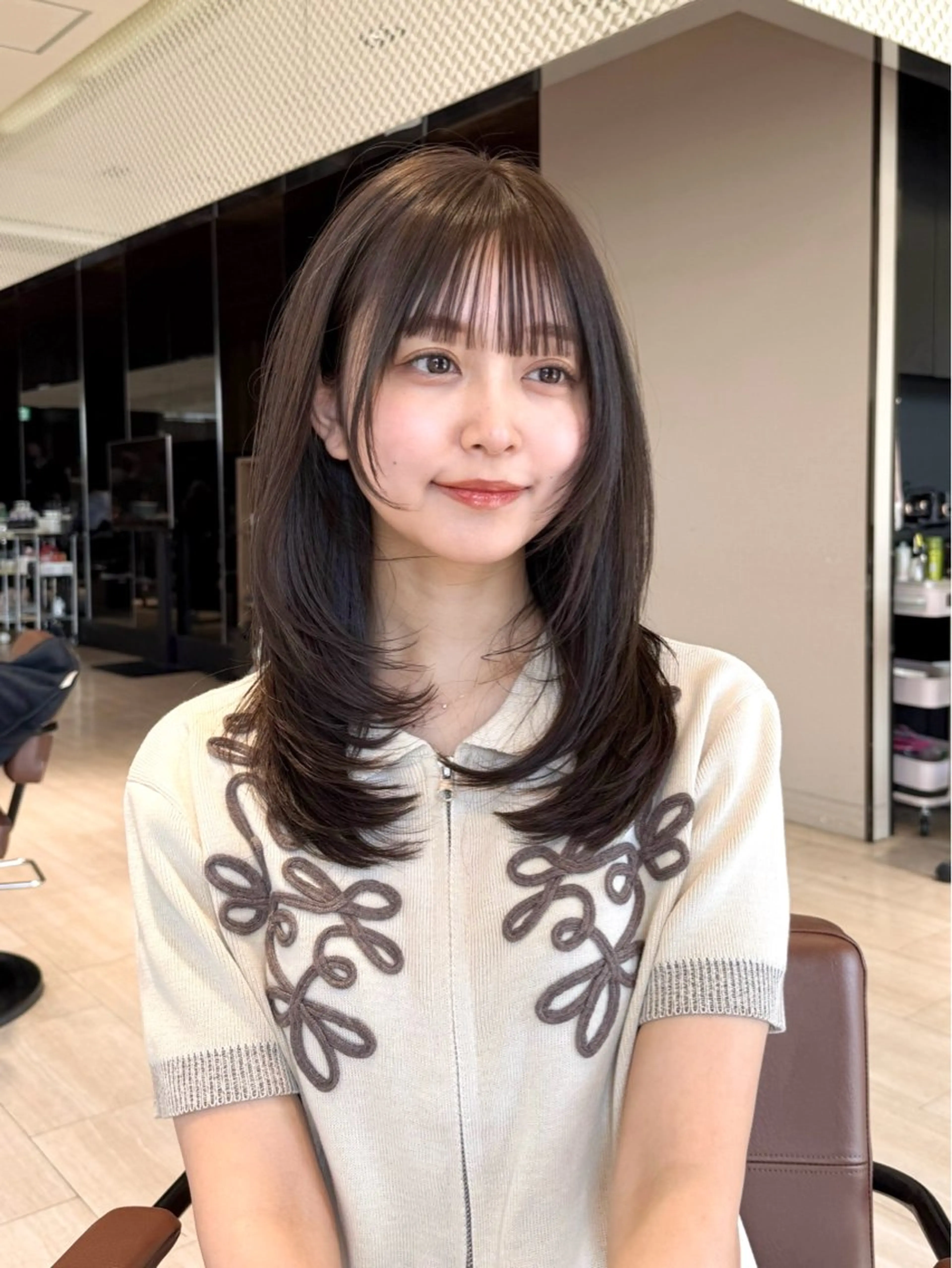 ロング カット ヘアカラー レイヤー/顔周り カット/松岡 祥利のヘアスタイル