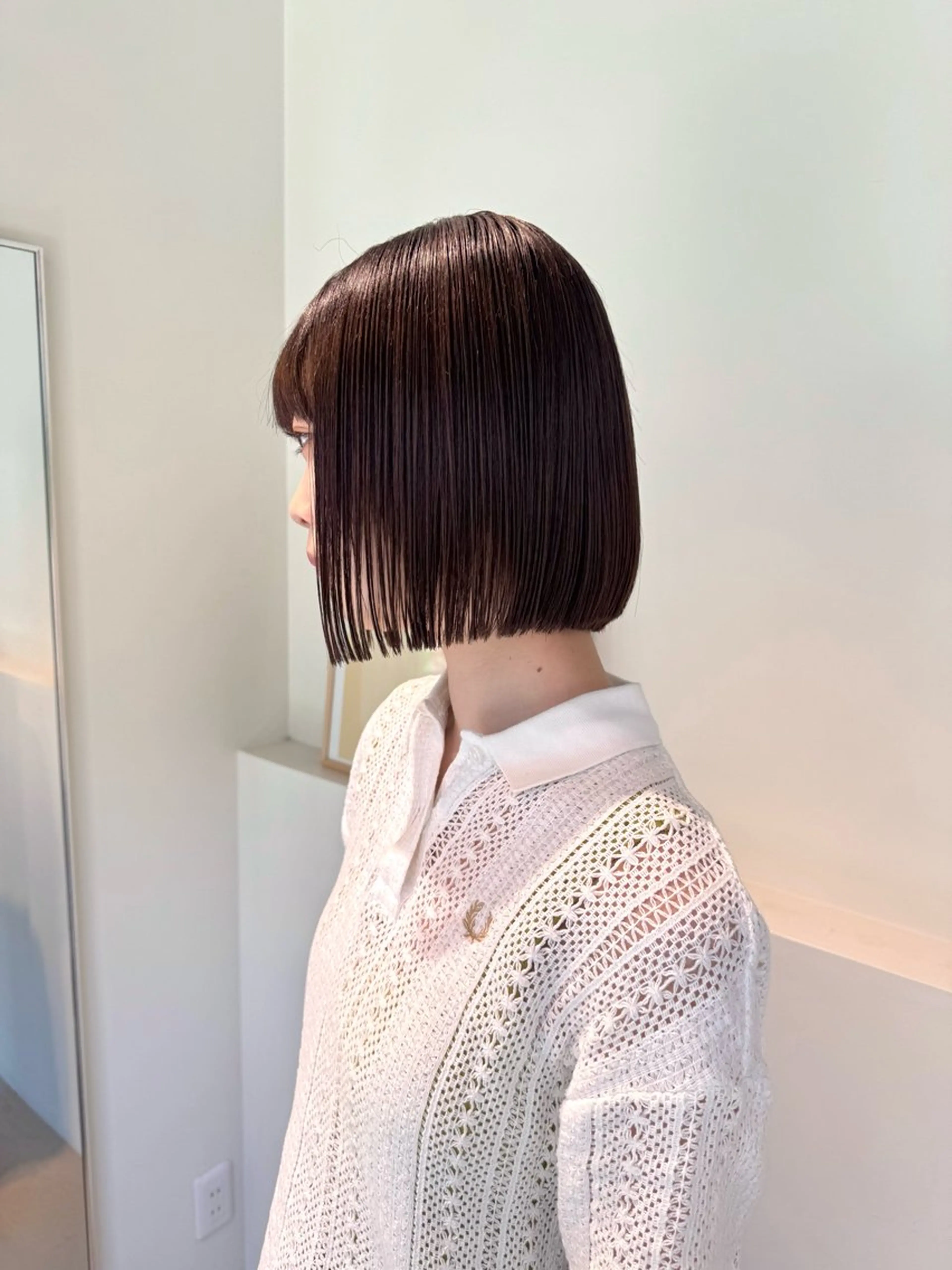 ショート 切りっぱなしボブ ショートボブ アッシュ ボブ ハイライト eto所属・髪質改善スペシャリス ト長尾勇弥/梅田中津のヘアスタイル