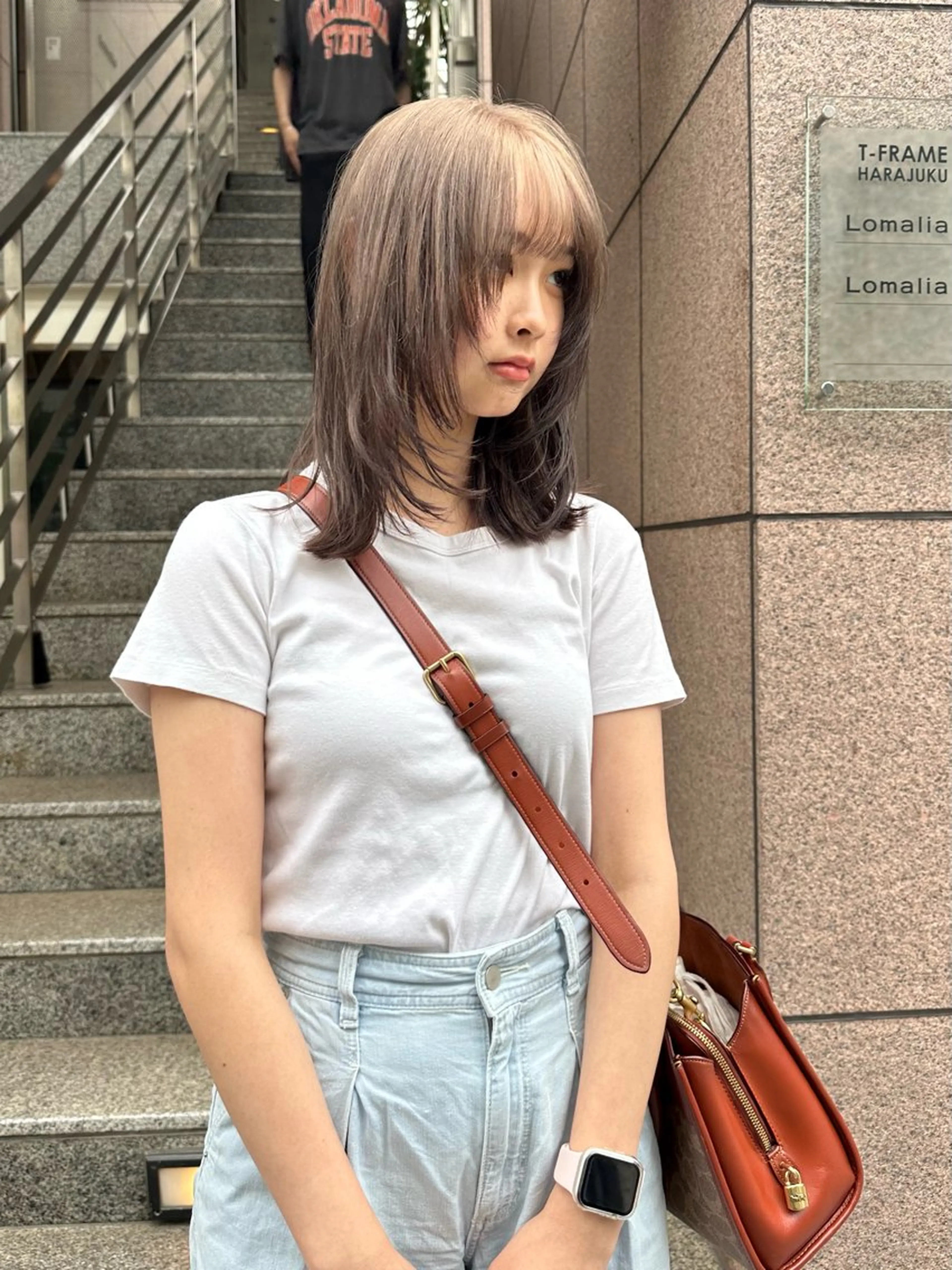 ミディアム カラー ブリーチ ハイトーンカラー ブリーチなしカラー ボブ REINA☁️透明感 カラー/ぷつっと♡のヘアスタイル