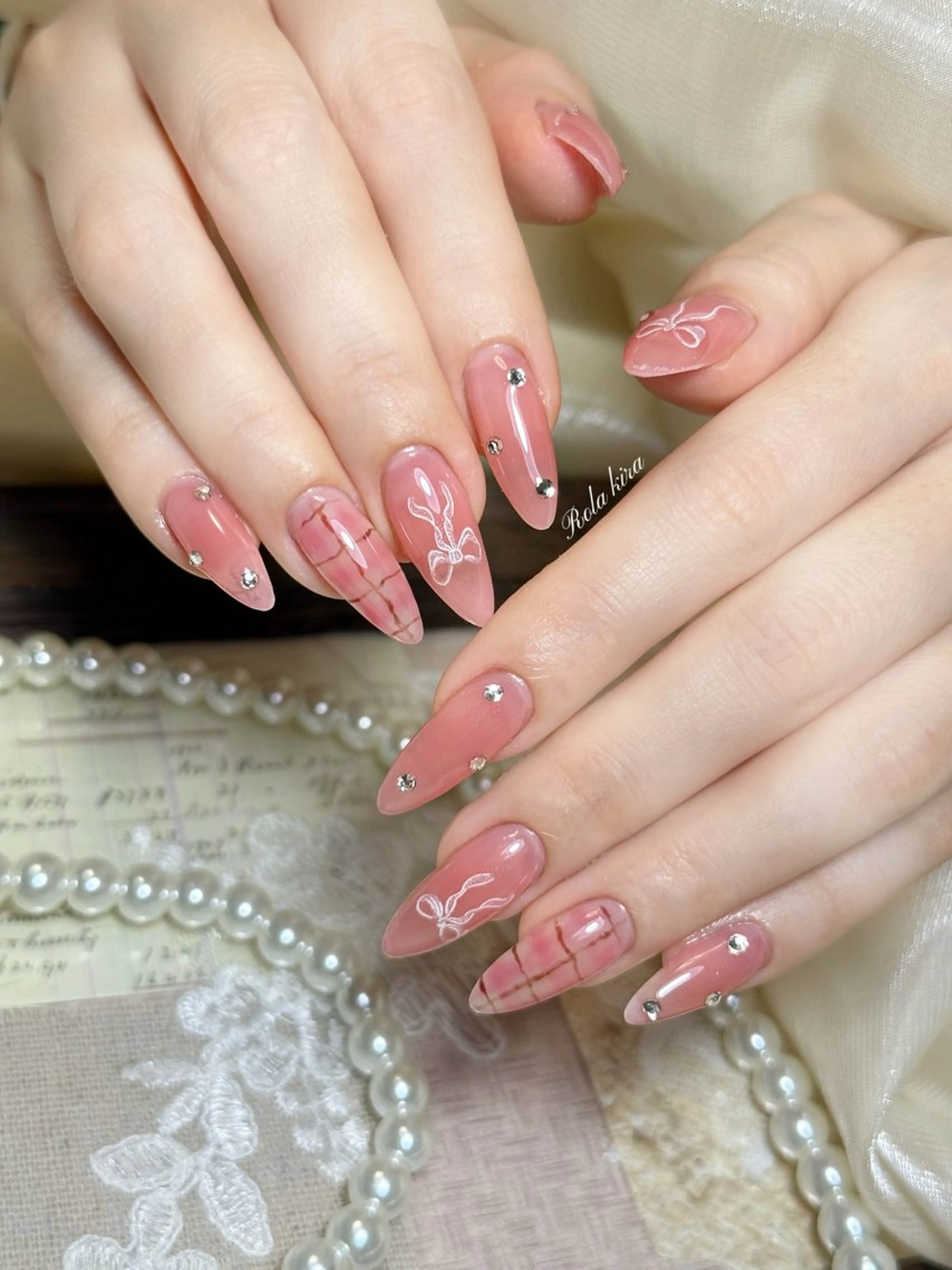 ネイル チークネイル 長さ出し フレンチネイル ジェルネイル 韓国ネイル ハンドネイル Rola kira nail salon所属・Rola kira 麗のネイルデザイン