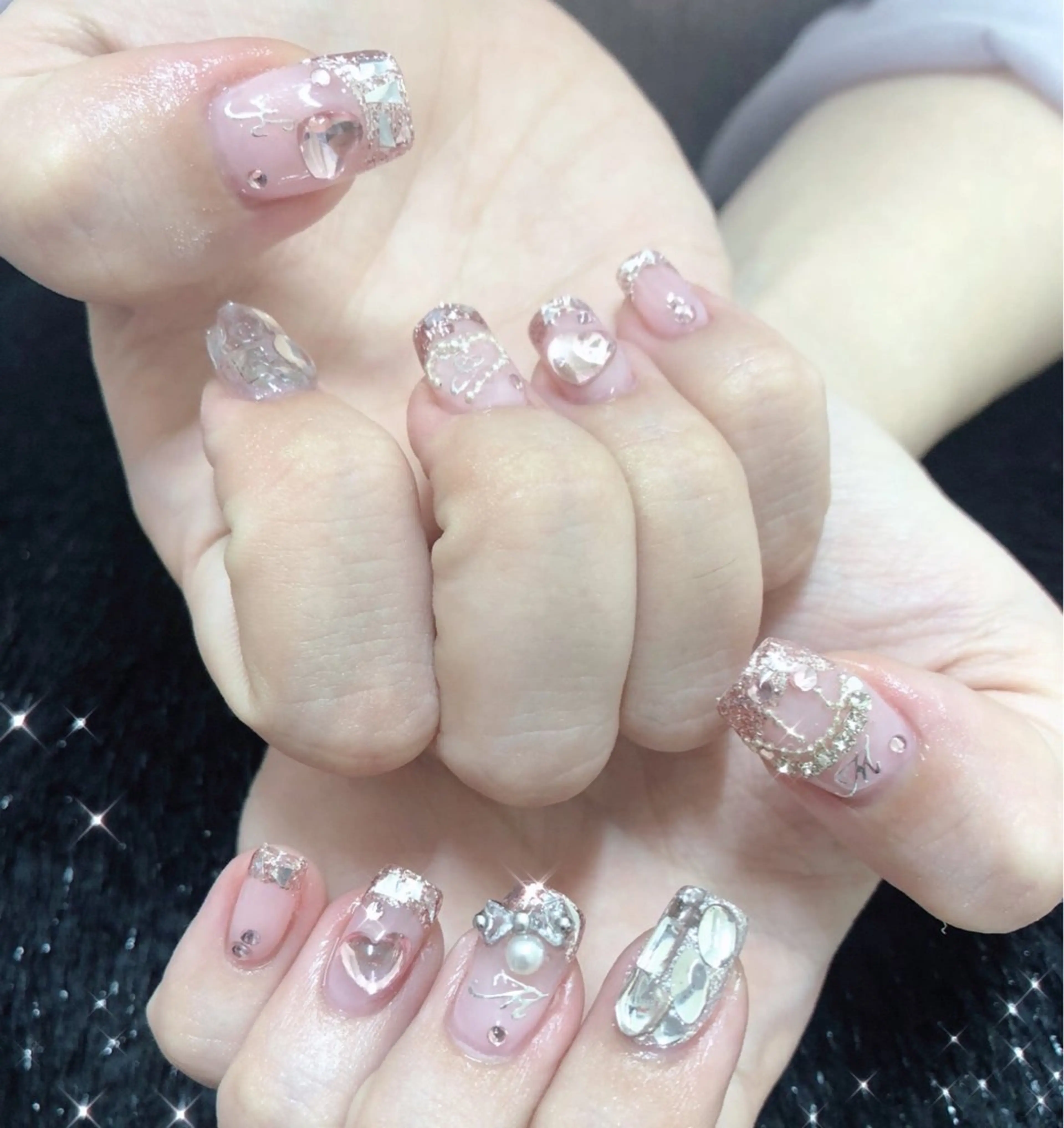 ネイル 成人式 フレンチネイル ジェルネイル ガラスフレンチ 韓国ネイル ハンドネイル ハンドケア 大門浜松町 ネイルのネイルデザイン