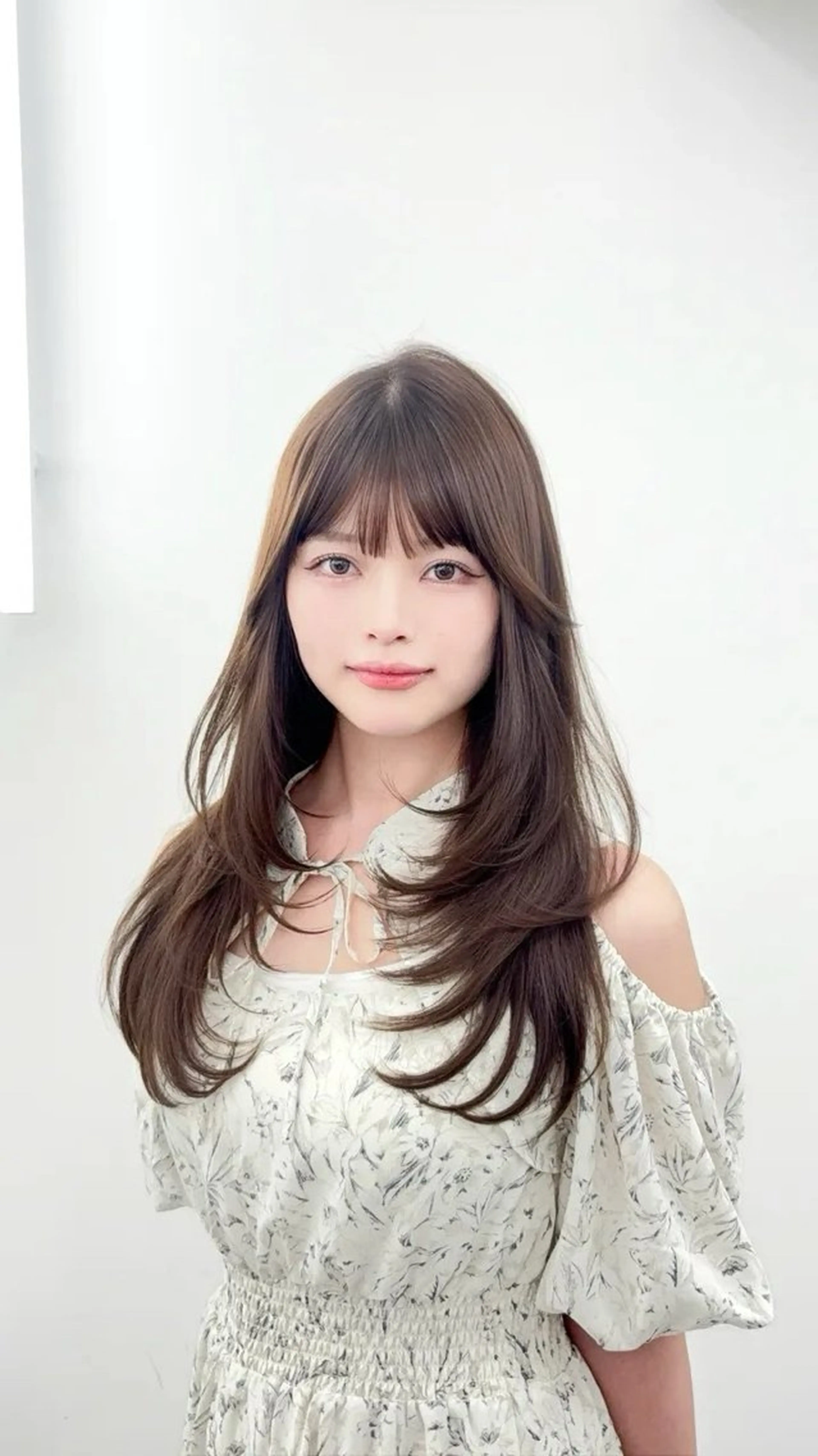 ロング カラー 小顔カット カット ヘアカラー トリートメント 韓国ヘア/レイヤー/ 顔まわり足立遥奈のヘアスタイル