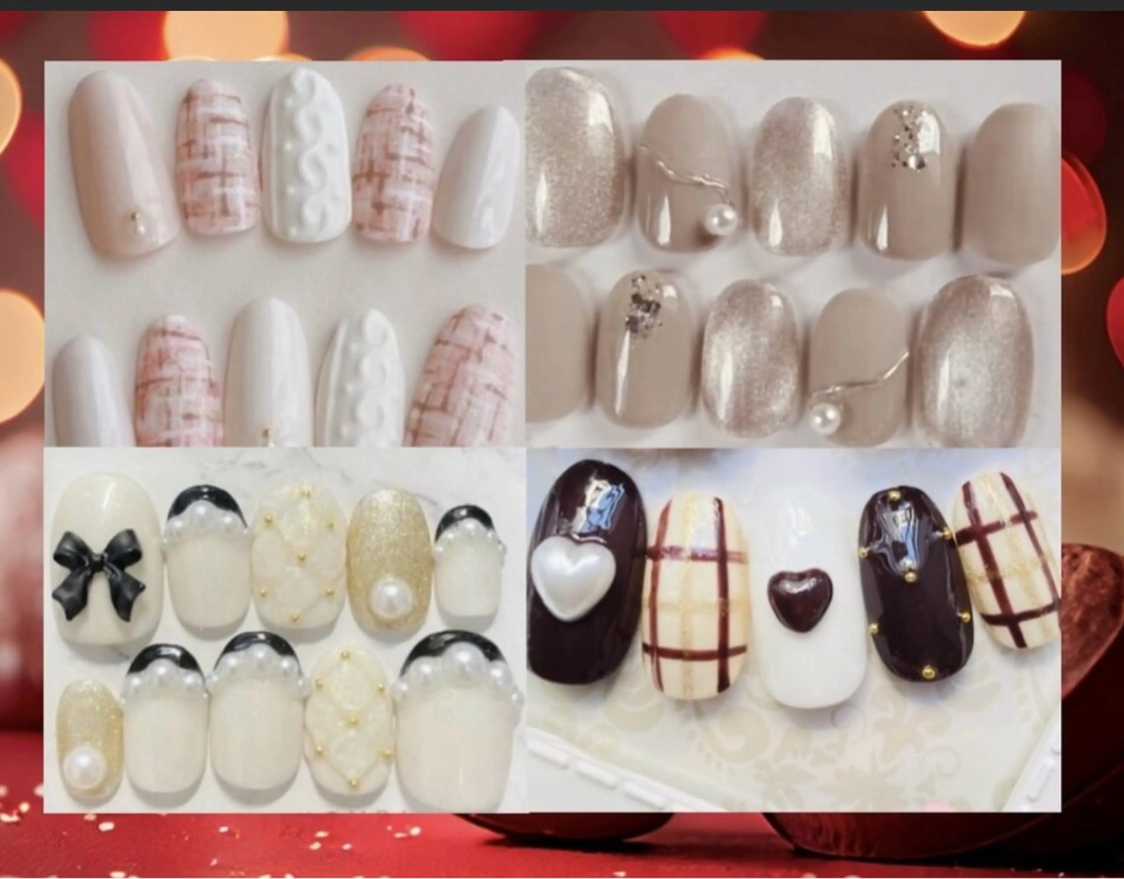 ネイル アートネイル ハート ツイードネイル バレンタイン 冬ネイル LUCIA(ルシア）所属・LUCIA 南柏ネイルサロンのネイルデザイン