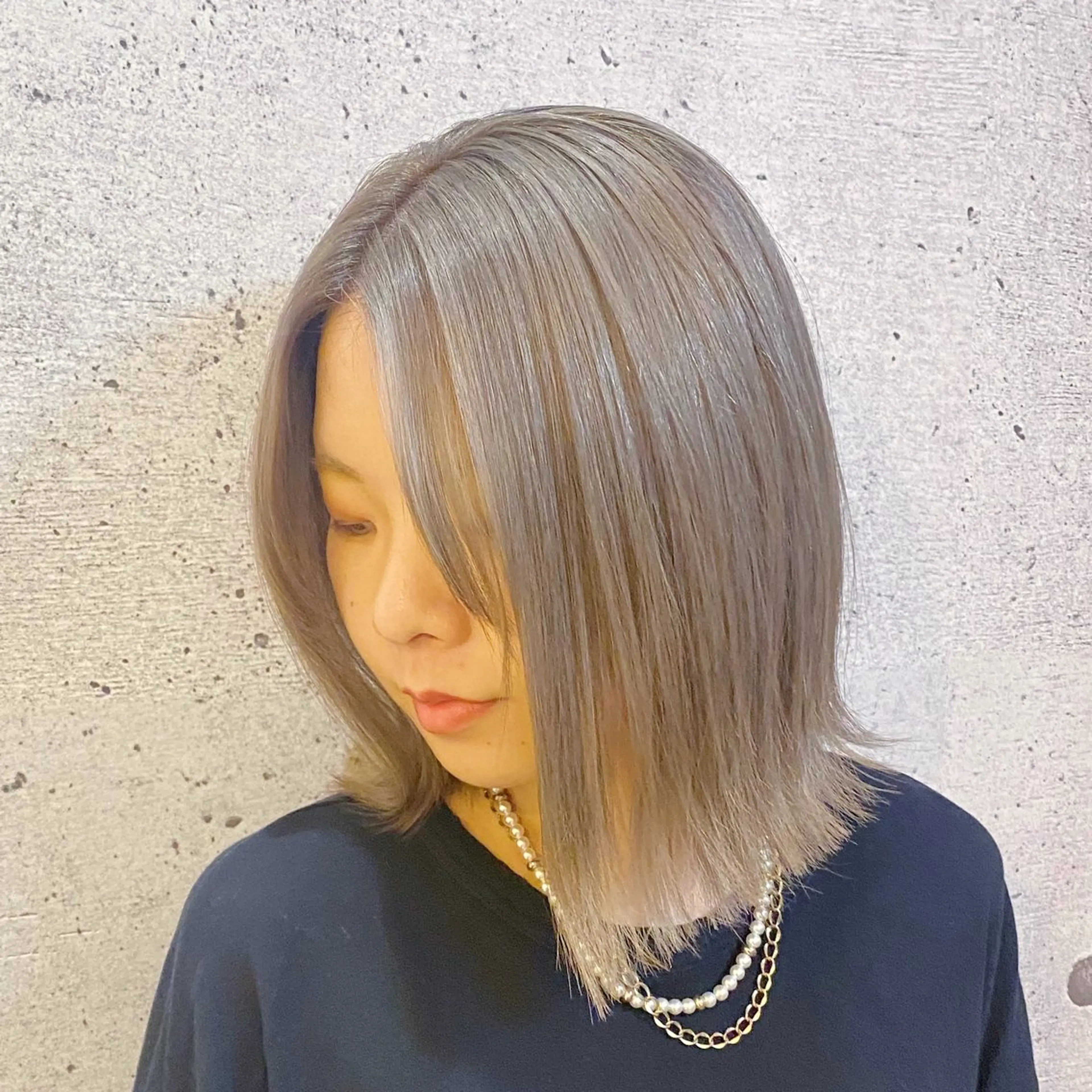 ミディアム カラー ダブルカラー パープルカラー バイオレットカラー 髪質改善 トリートメント カット ヘアカラー トリートメント 久保 敏之のヘアスタイル