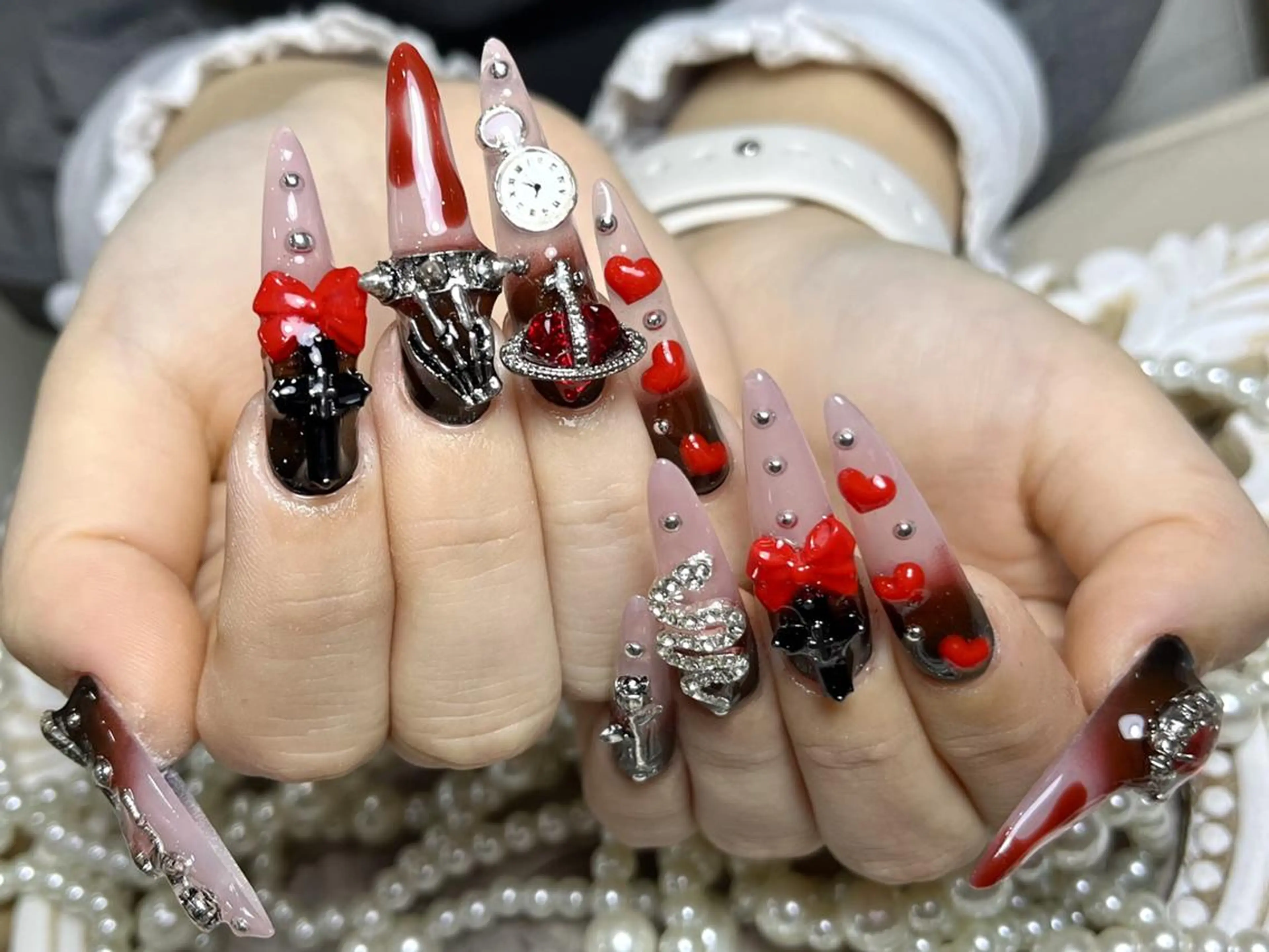 ネイル アートネイル オーロラネイル ガーリー キラキラネイル 韓国ネイル 中野 REIのネイルデザイン