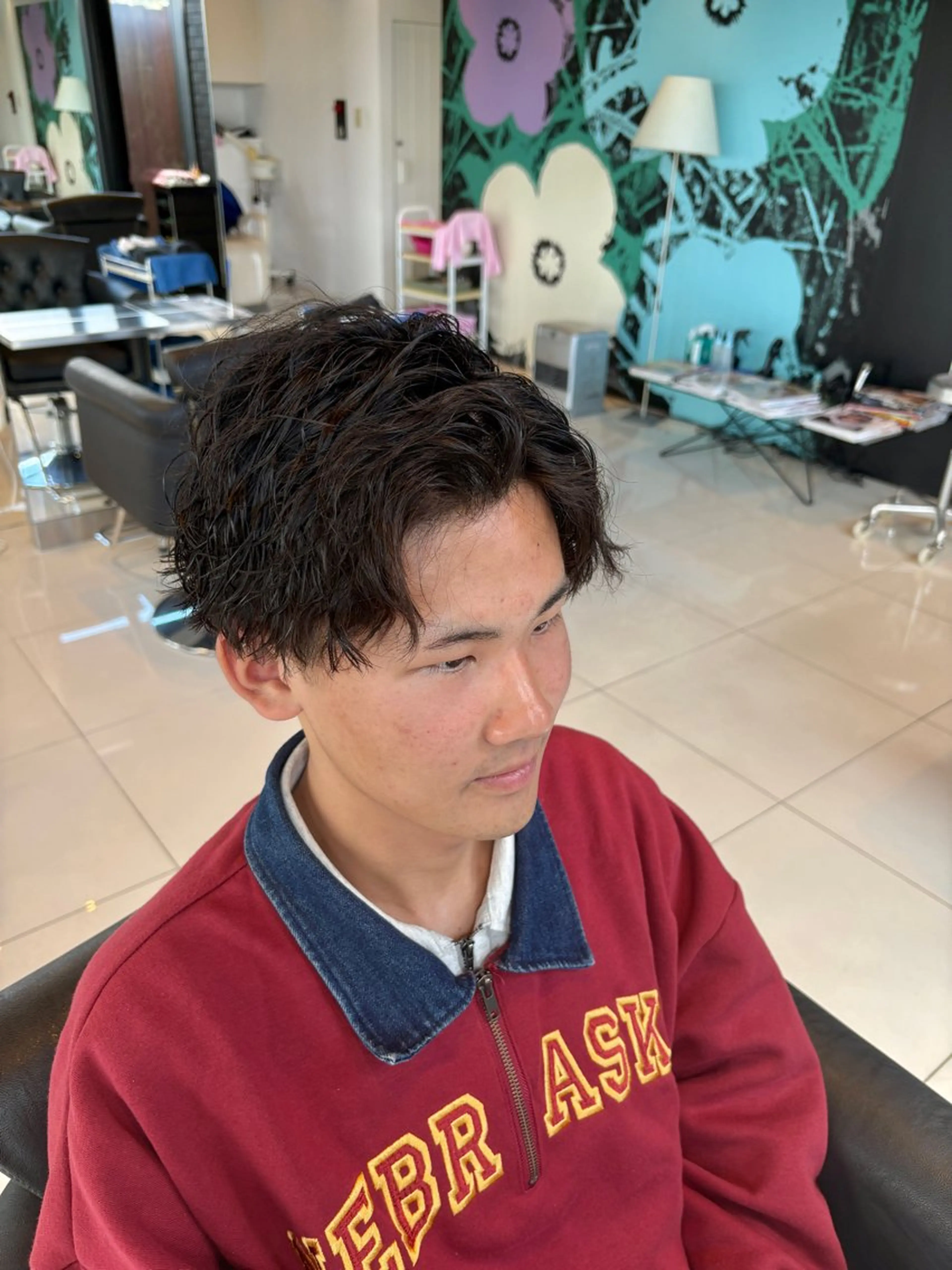 ショート メンズ センターパート カット パーマ トリートメント 三好 達也のヘアスタイル