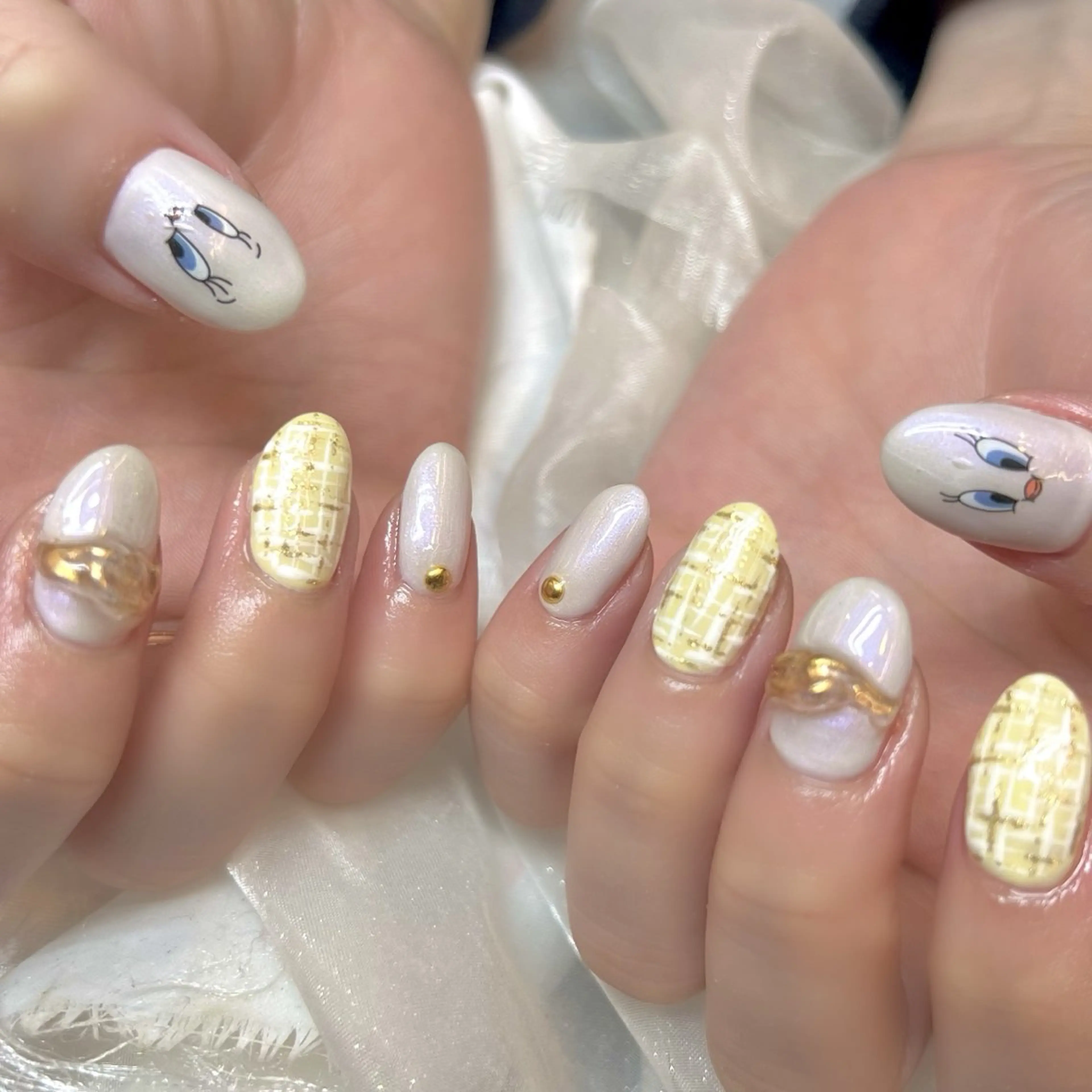 ネイル アートネイル オーロラネイル 入学式 ジェルネイル 韓国ネイル ハンドネイル clover nailのネイルデザイン