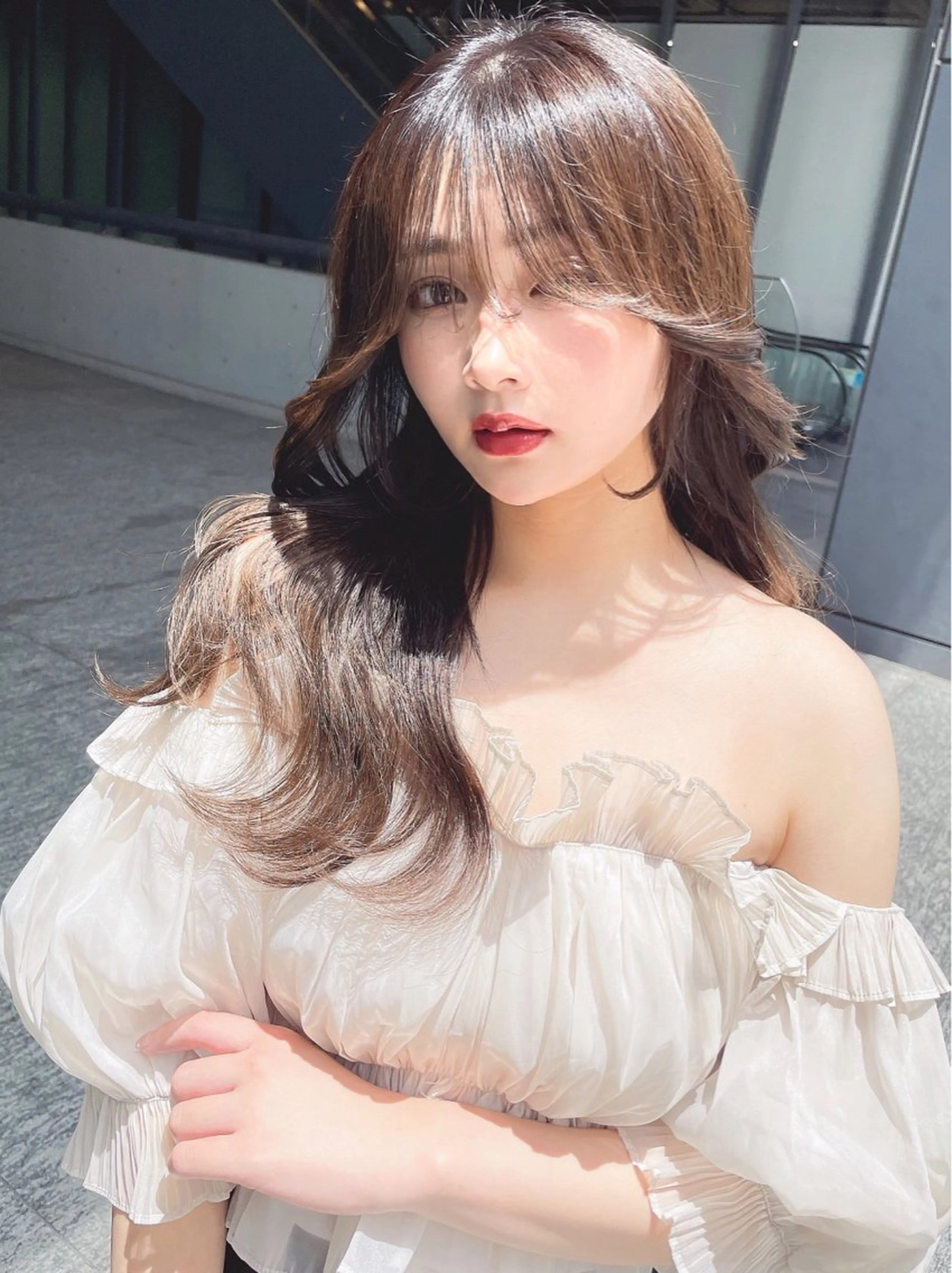 セミロング カラー ベージュカラー 黒髪 ブリーチ ブルーカラー ブルーブラック カット ヘアカラー トリートメント 木屋元一/透明感 /レイヤー/顔まわりのヘアスタイル