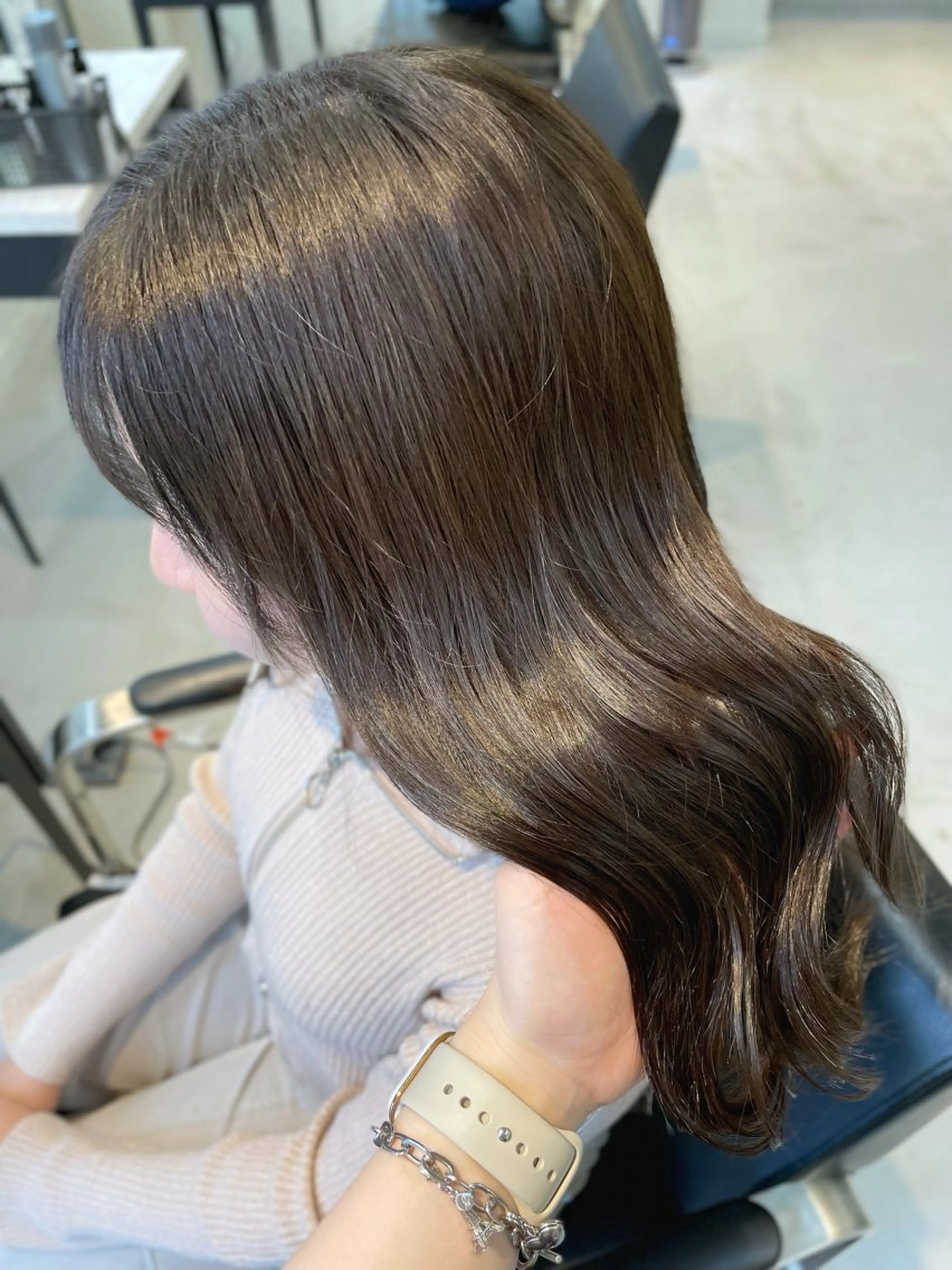 セミロング カラー アッシュ オリーブカラー noa hair design 町田店所属・miyu♡̷̷ 韓国ヘア/顔まわりのヘアスタイル