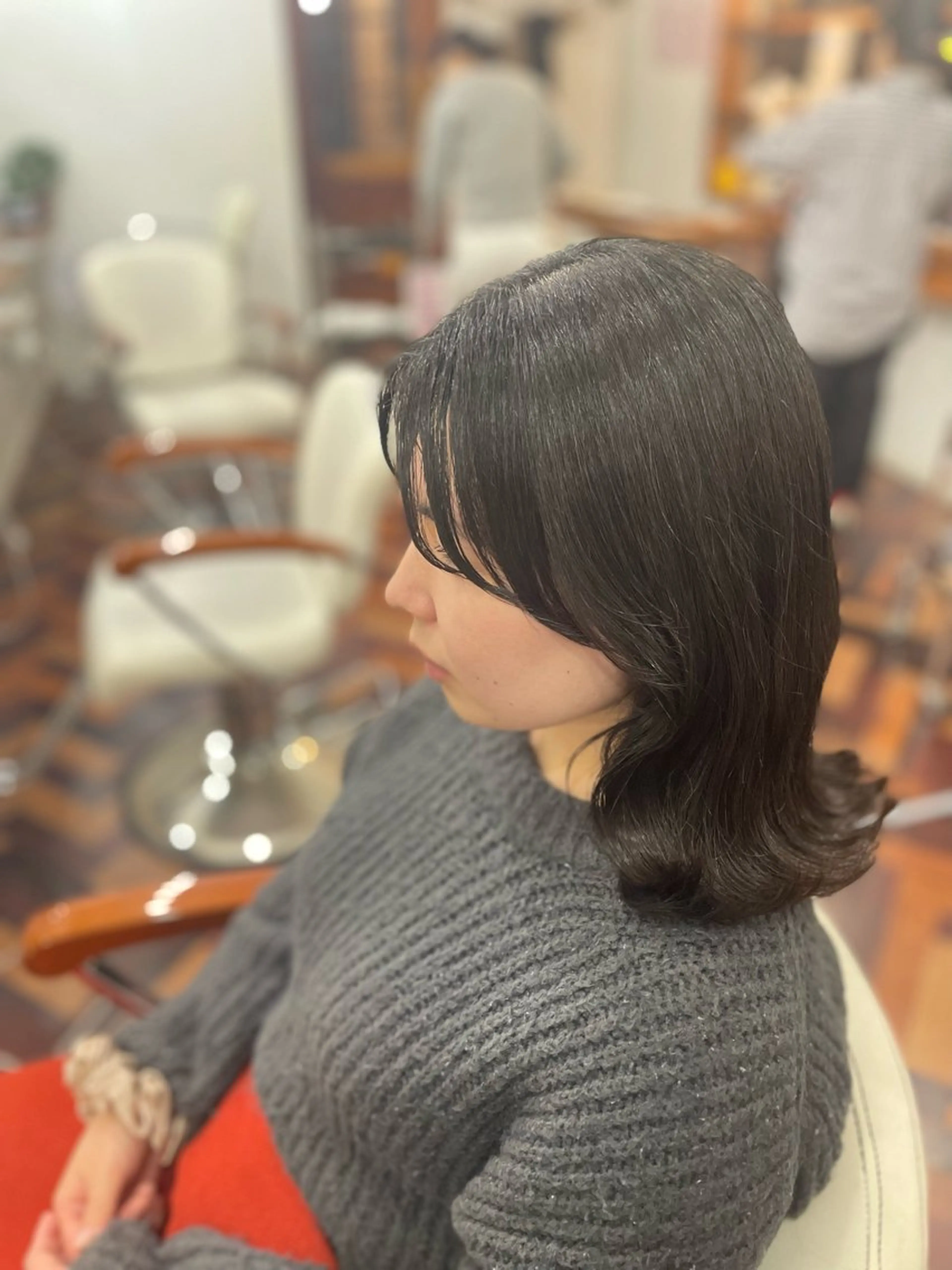 ミディアム 顔周りカット 髪質改善 トリートメント mopa所属・mopa_kaede 暖色カラー/ロングのヘアスタイル