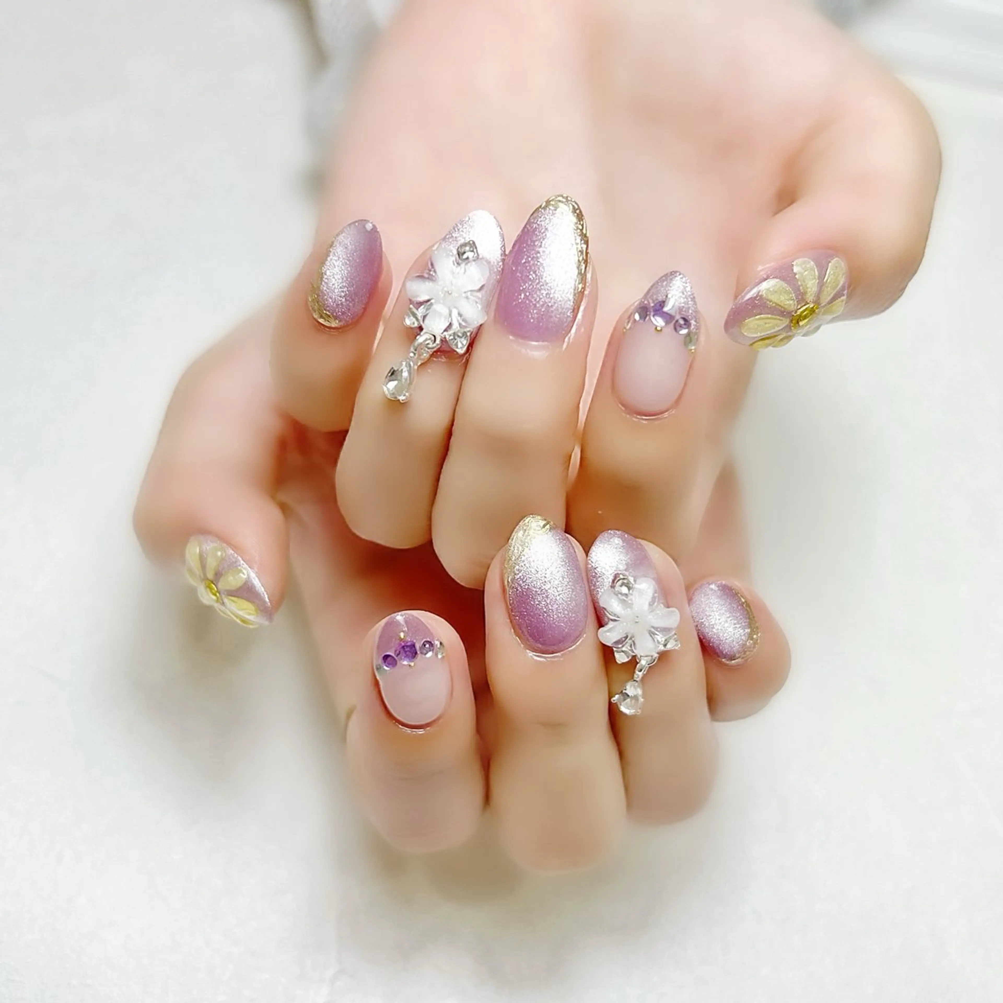 ネイル フラワーネイル マグネットネイル ミラーネイル 春ネイル rouse nail RISATOのネイルデザイン