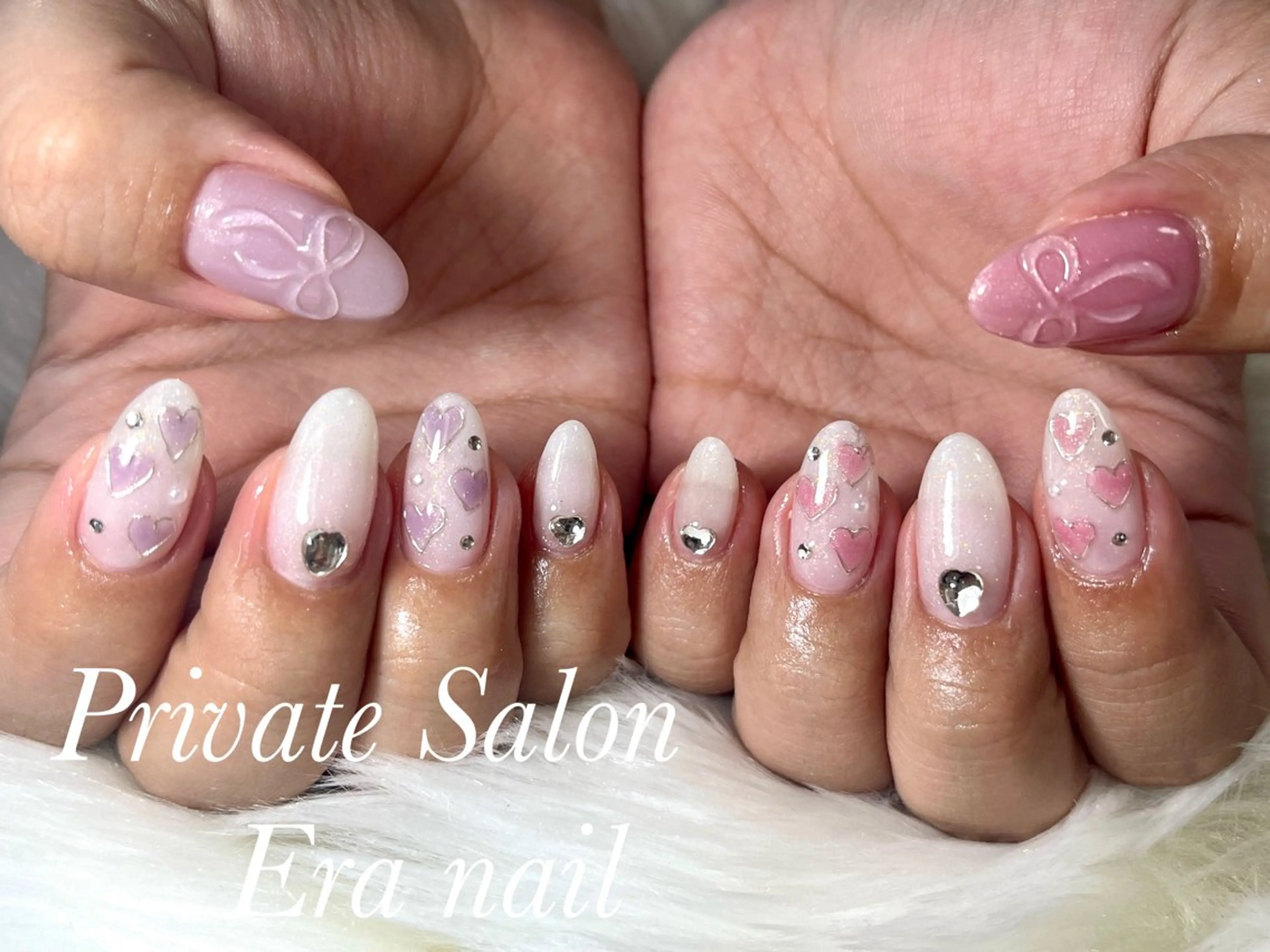 ネイル ハート リボン Era nailのネイルデザイン