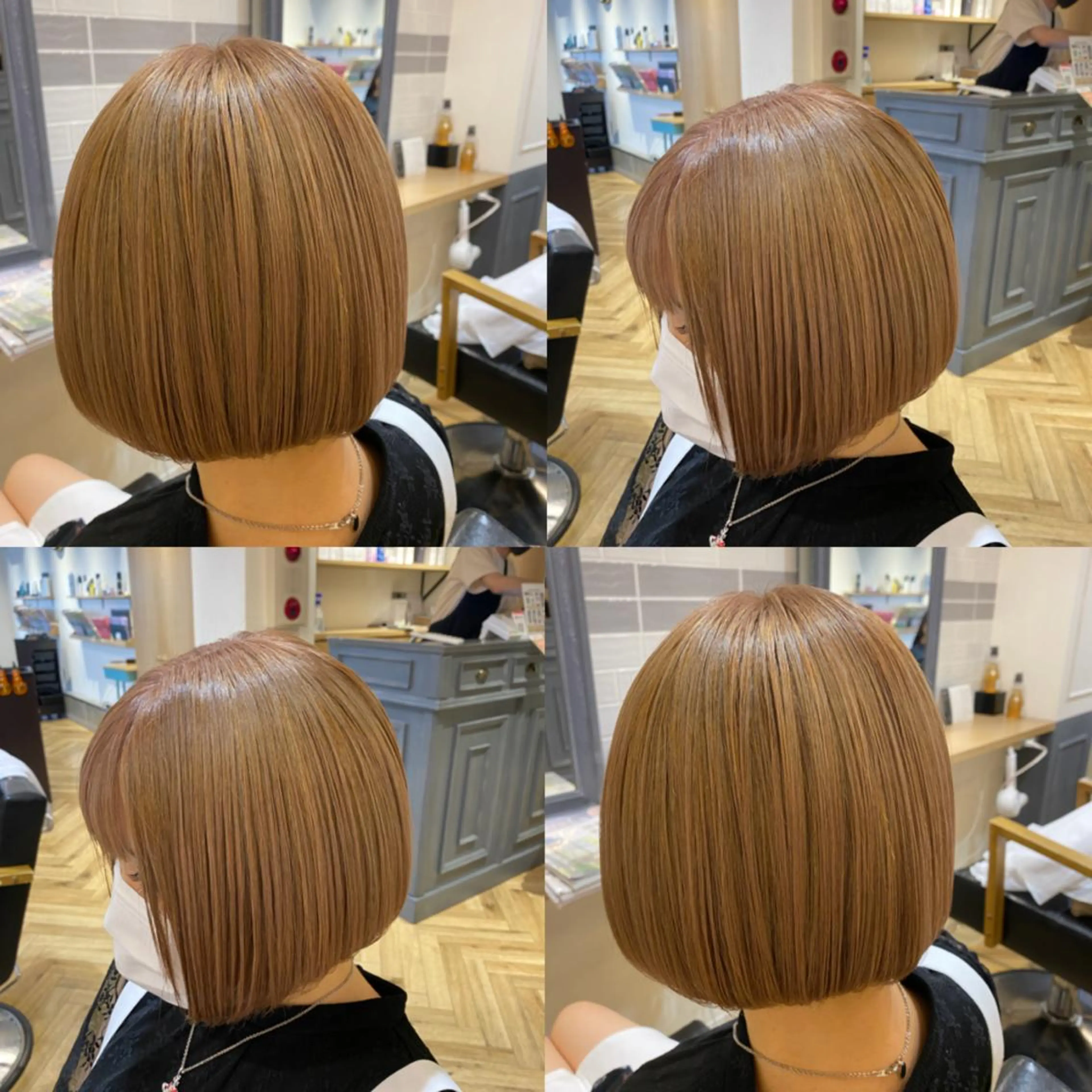 ショート カラー ベージュカラー ボブ 艶カラー/韓国顔周り 🎀mamiのヘアスタイル