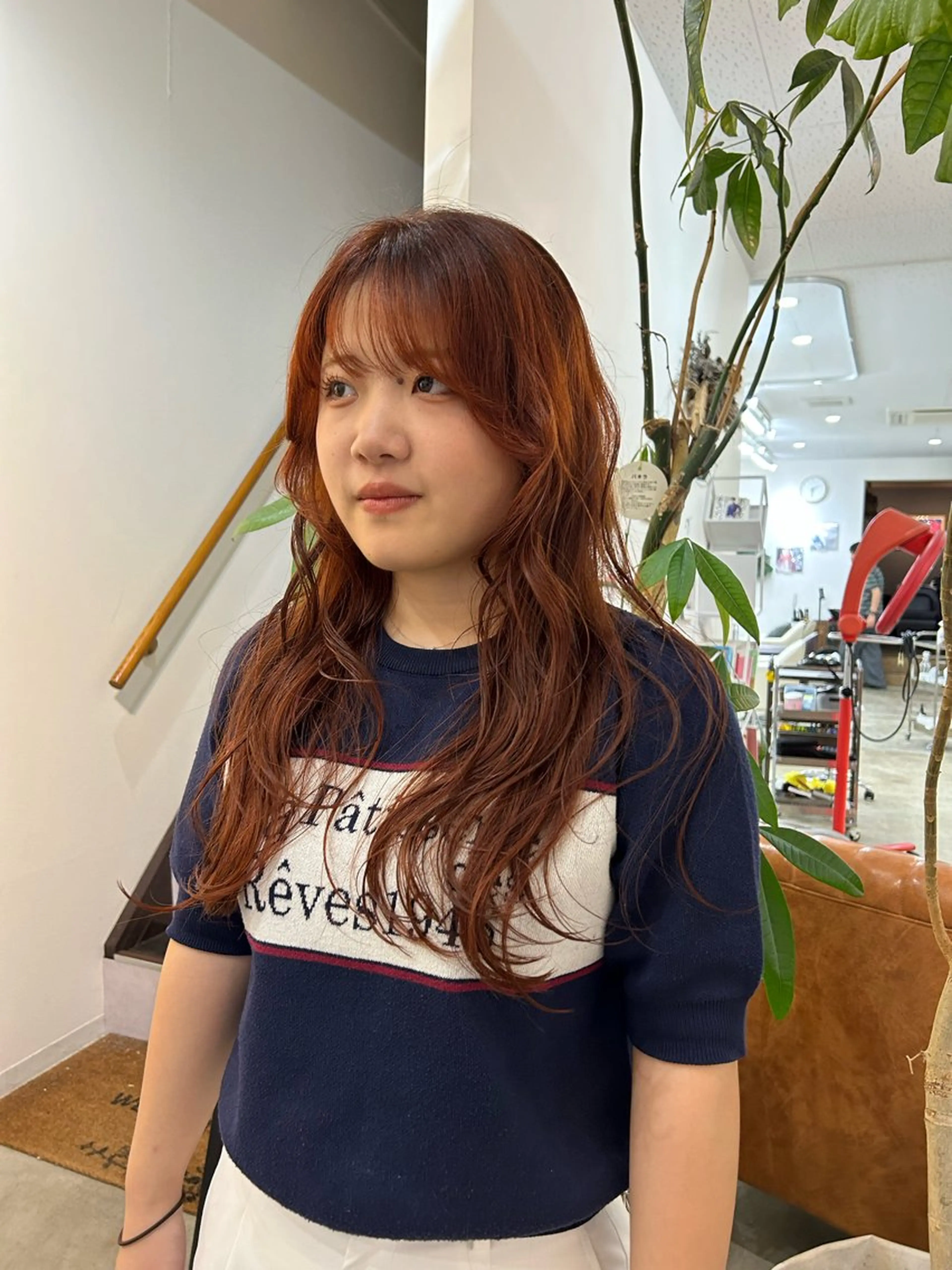 ロング カラー ブリーチ ブリーチなしカラー オレンジ hair make anjii和泉店所属・anjii リンのヘアスタイル