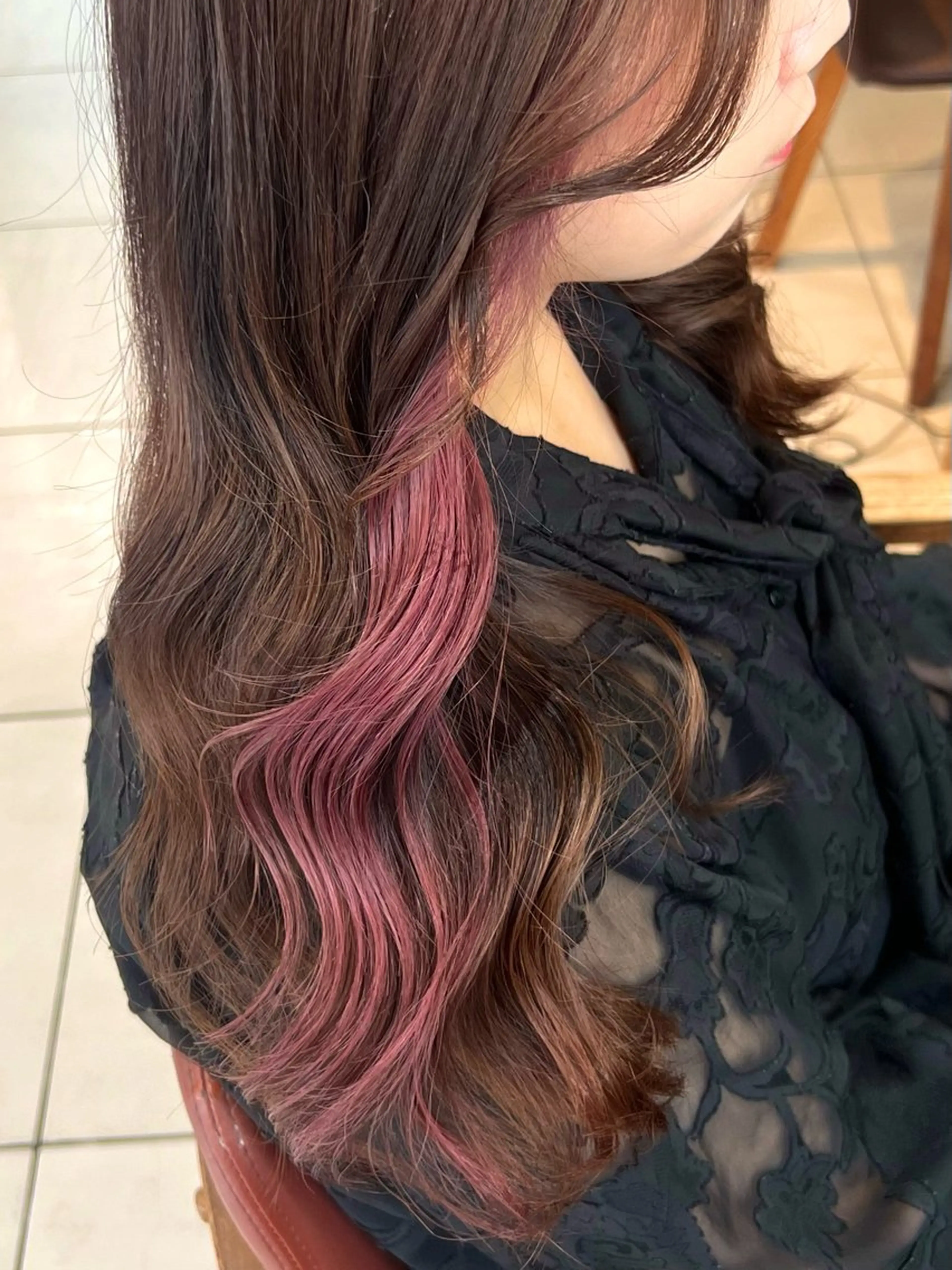 ロング カラー ピンクカラー かわの ももな 💜ྀིのヘアスタイル