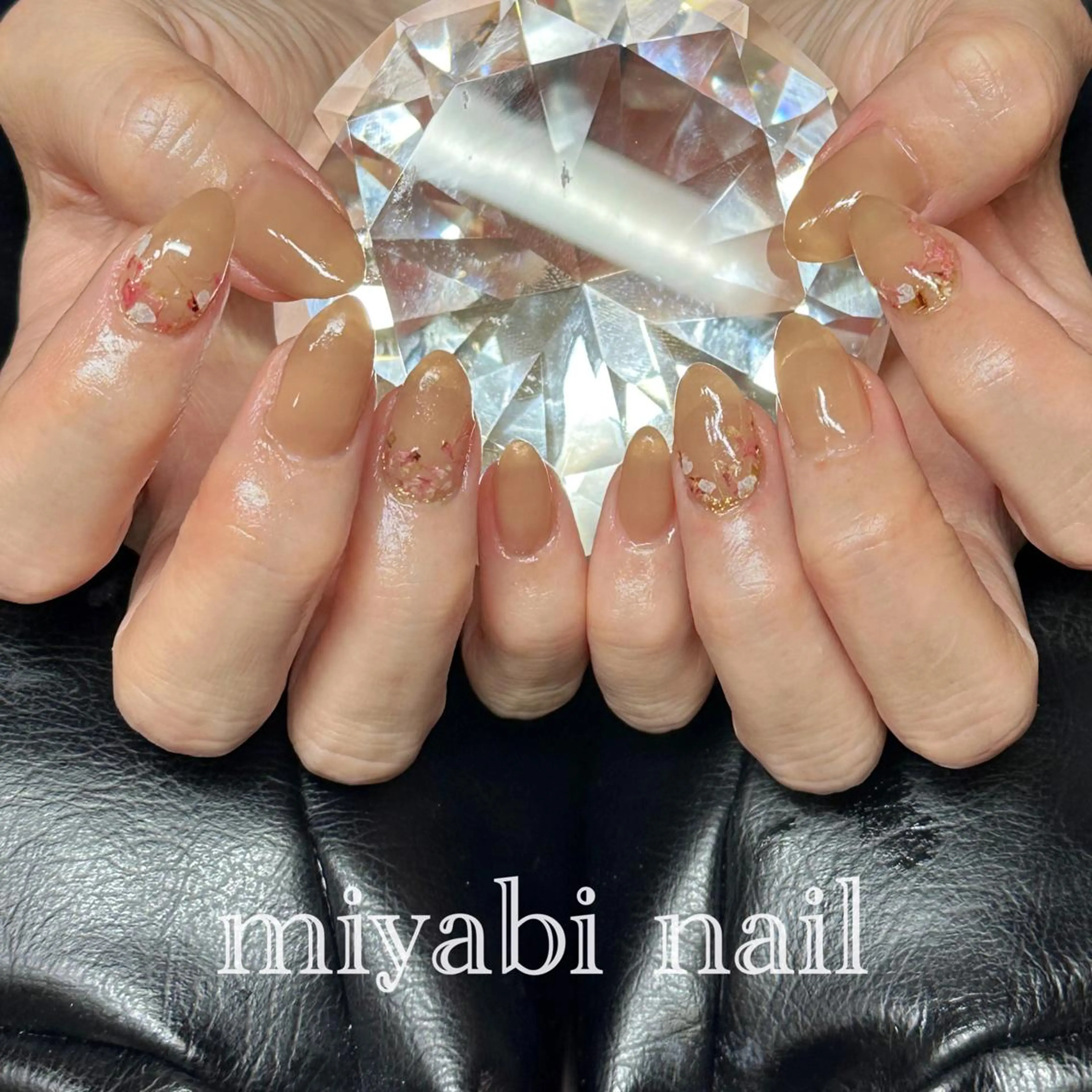 ネイル フラワーネイル ラメ(グリッター) 持ち込み オフィスネイル 春ネイル ハンドネイル miyabi nail 桂川駅近くのネイルデザイン