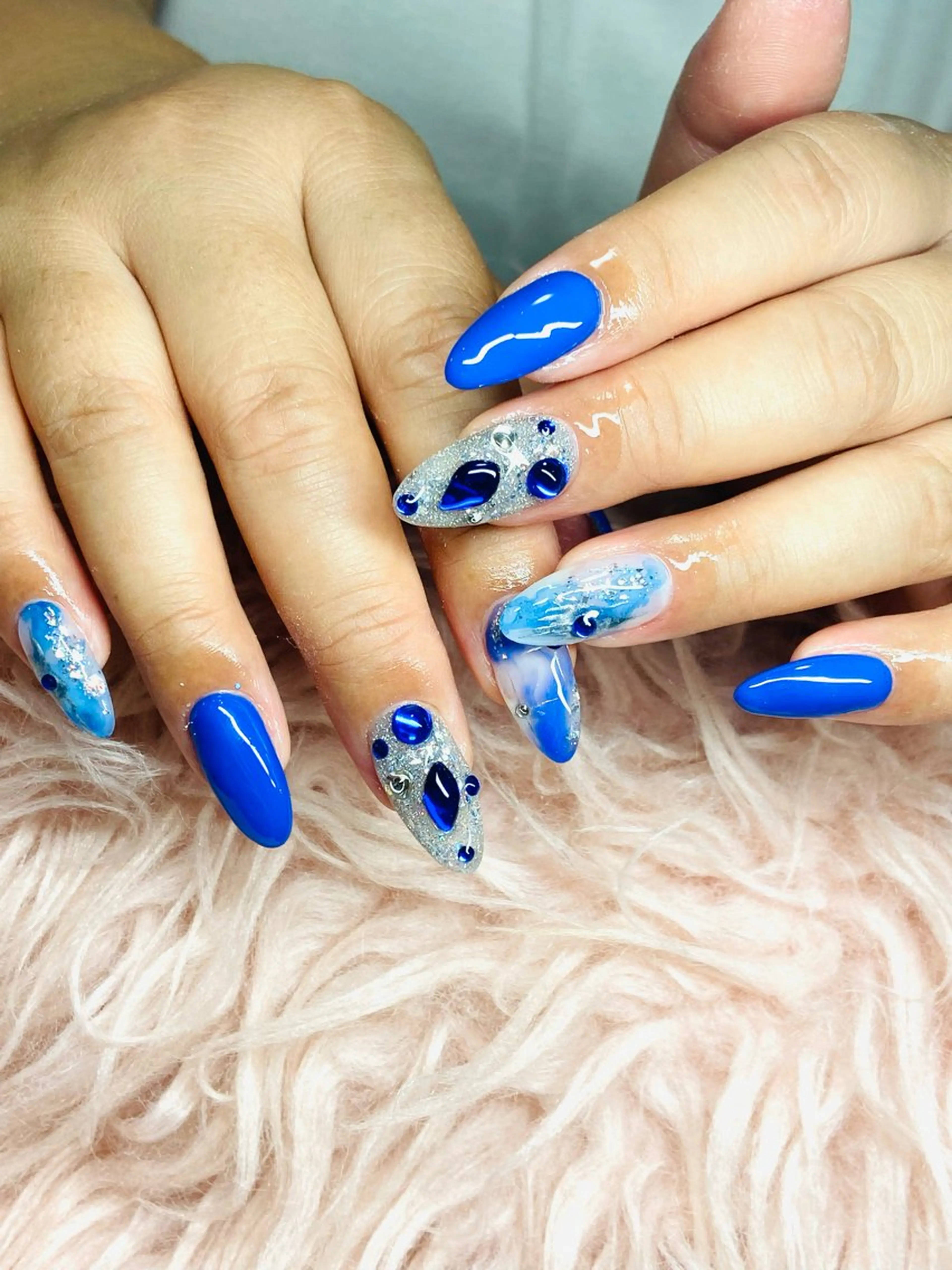 ネイル ブルー HandSnail自宅サロン所属・HandSnail 座間自宅ネイルサロンのネイルデザイン