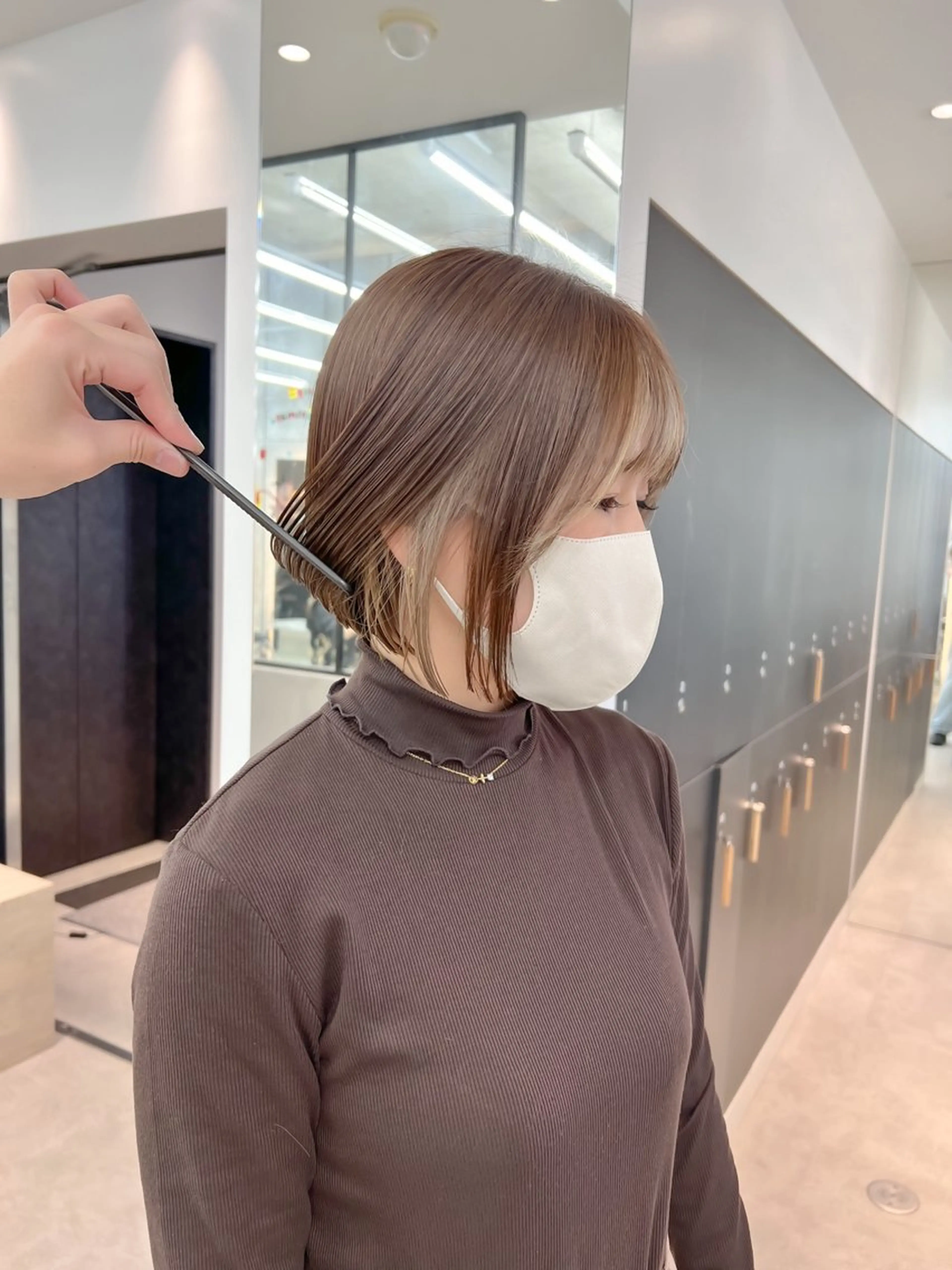 ミディアム カット ヘアカラー トリートメント ボブ/縮毛矯正 髪質改善/もえるのヘアスタイル