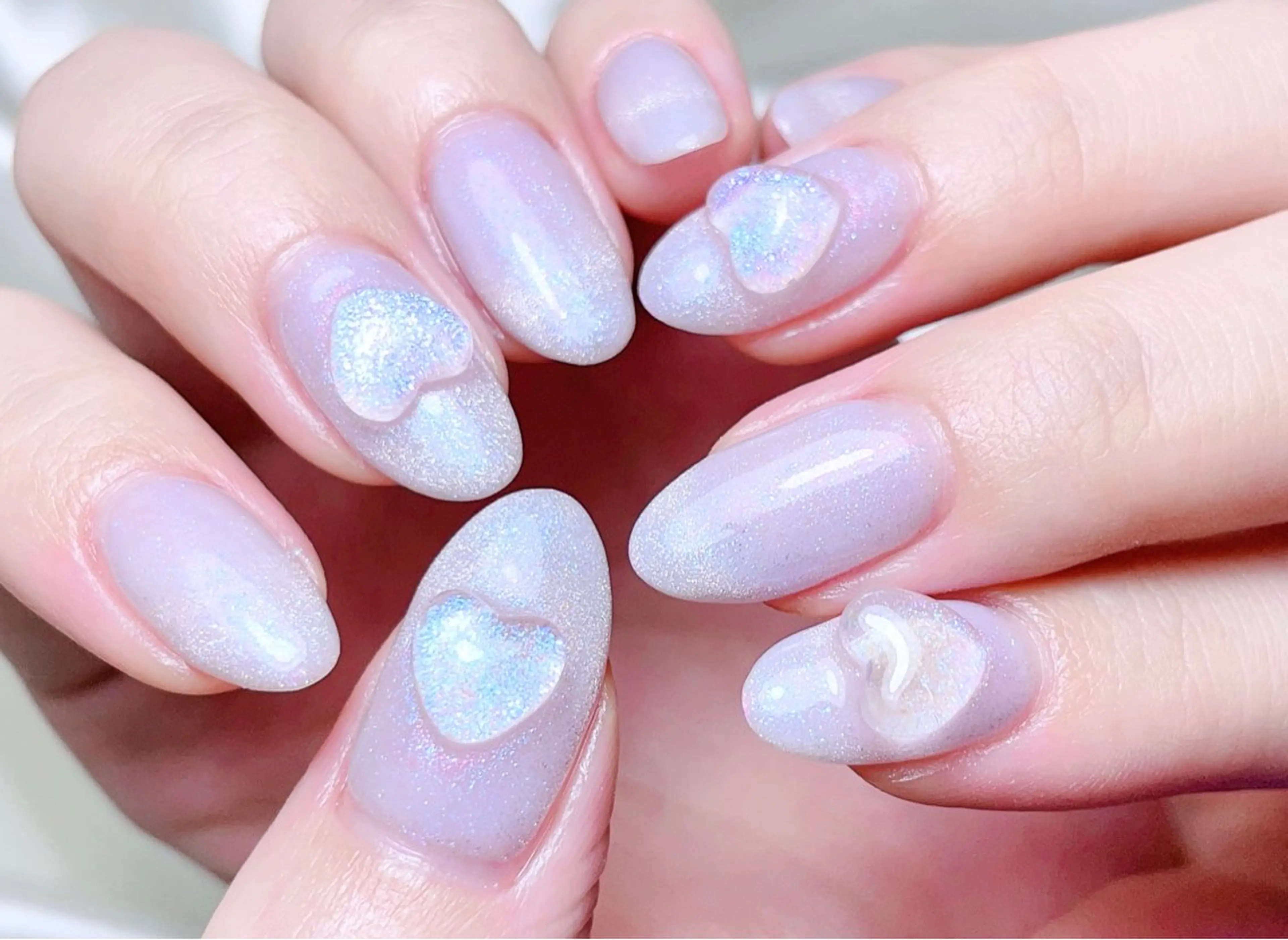 ネイル オーロラネイル 氷ネイル・うるうるネイル マグネットネイル ハンドネイル FLARE NAIL フレアネイルのネイルデザイン