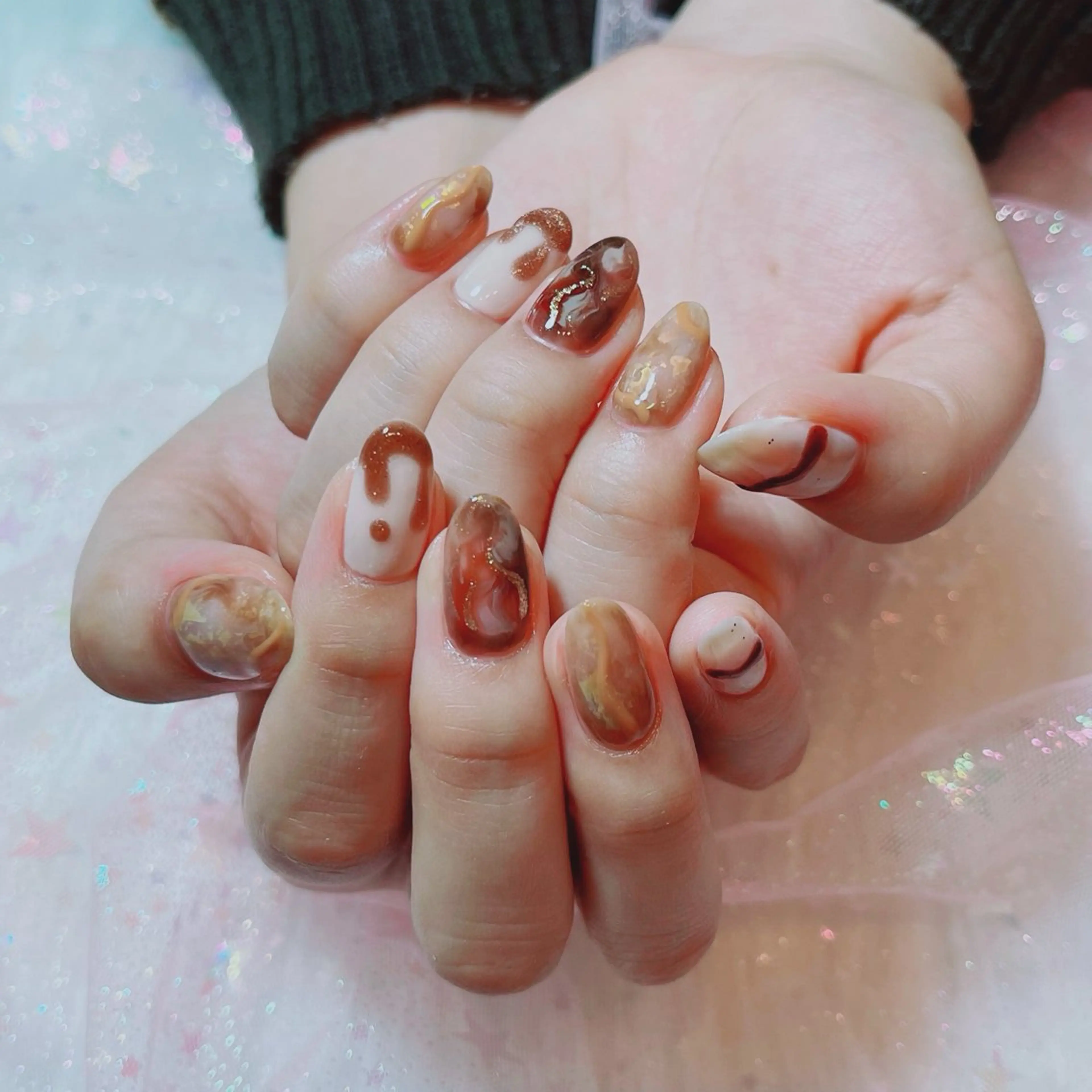 ネイル アートネイル キラキラネイル ラメ(グリッター) ロングネイル マグネットネイル ruirui.naildesign所属・RUI ☆のネイルデザイン