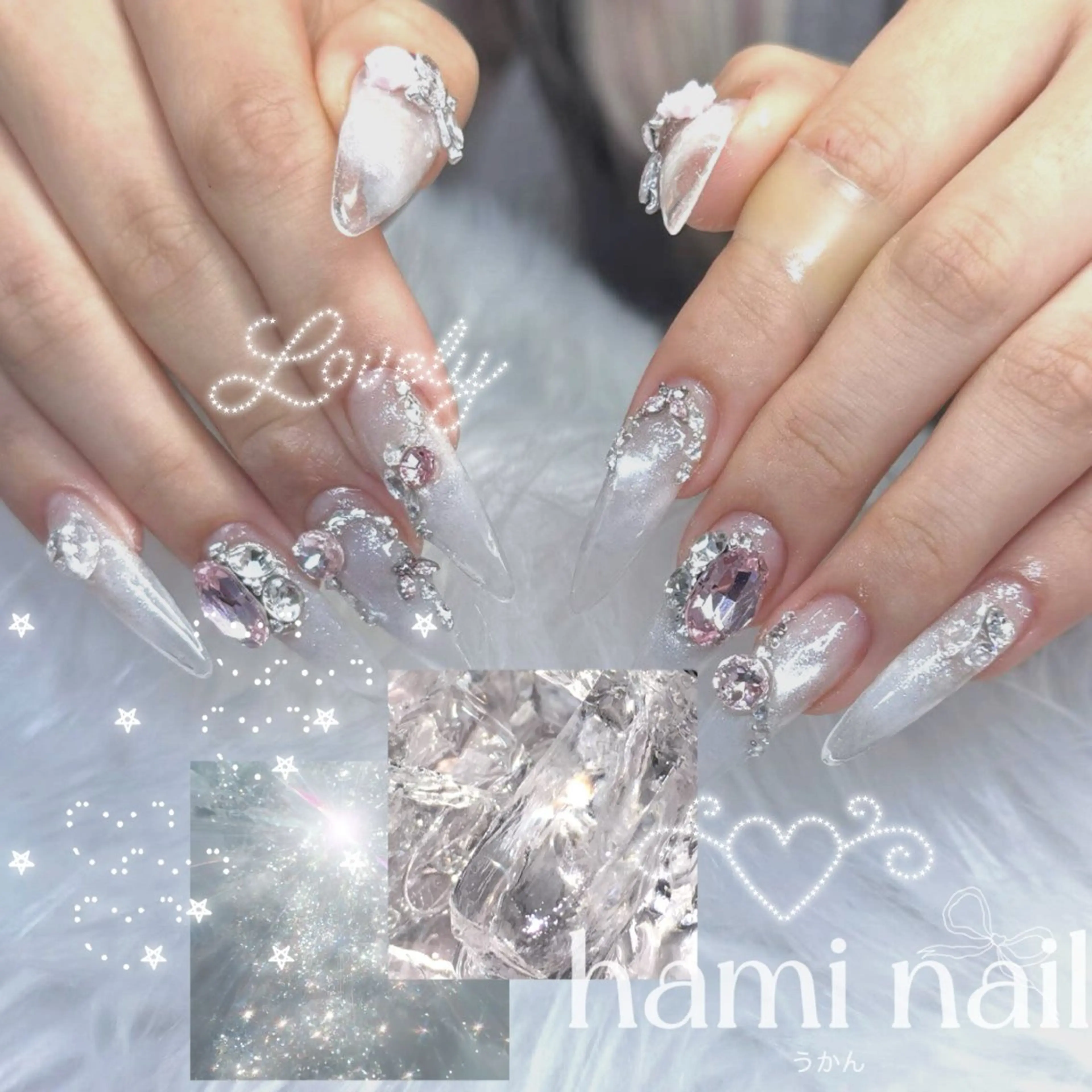 ネイル ハンドネイル ハンドケア hami🎀うかん 🎀チップ長さ出しのネイルデザイン