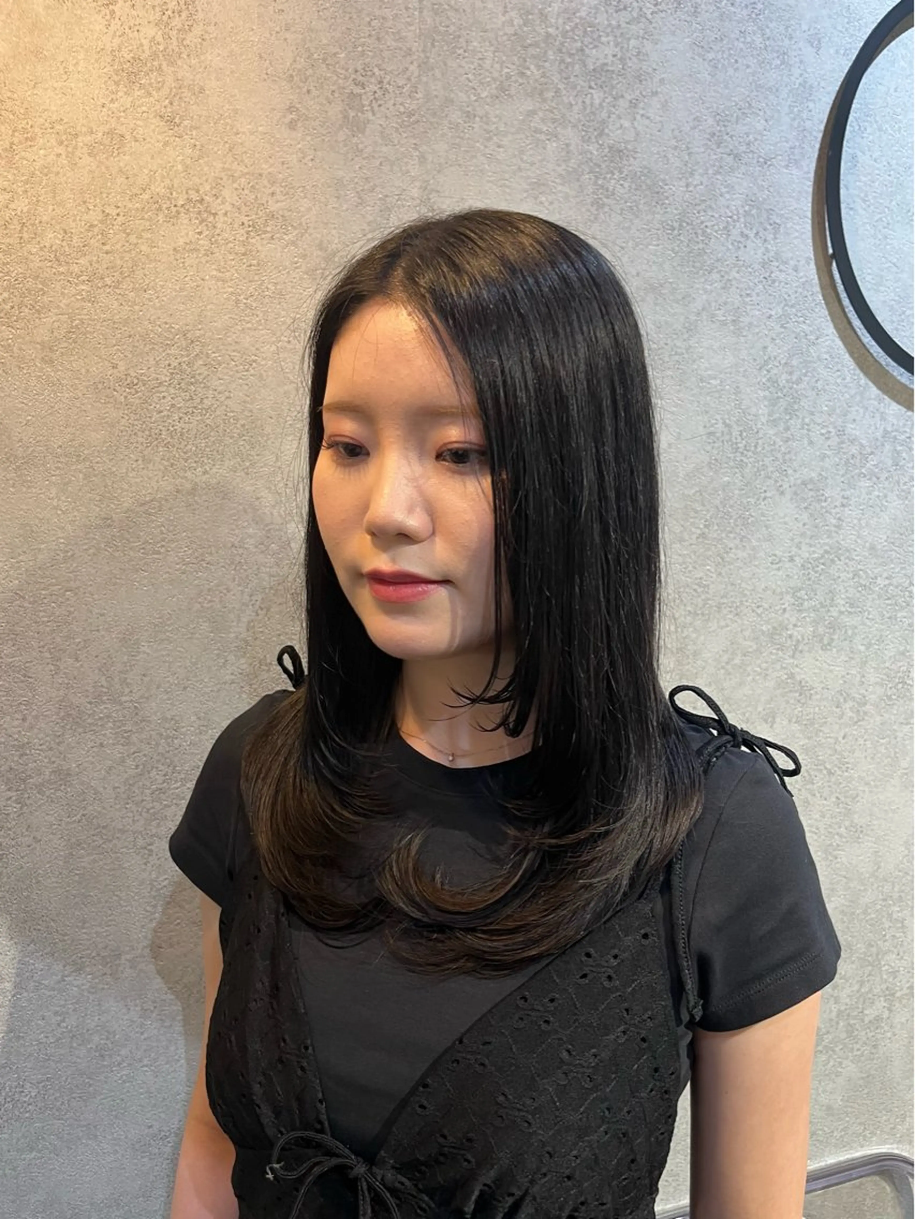 ミディアム カット ヘアカラー トリートメント ボブ/プツッとボブ/ 暖色カラー/モエのヘアスタイル