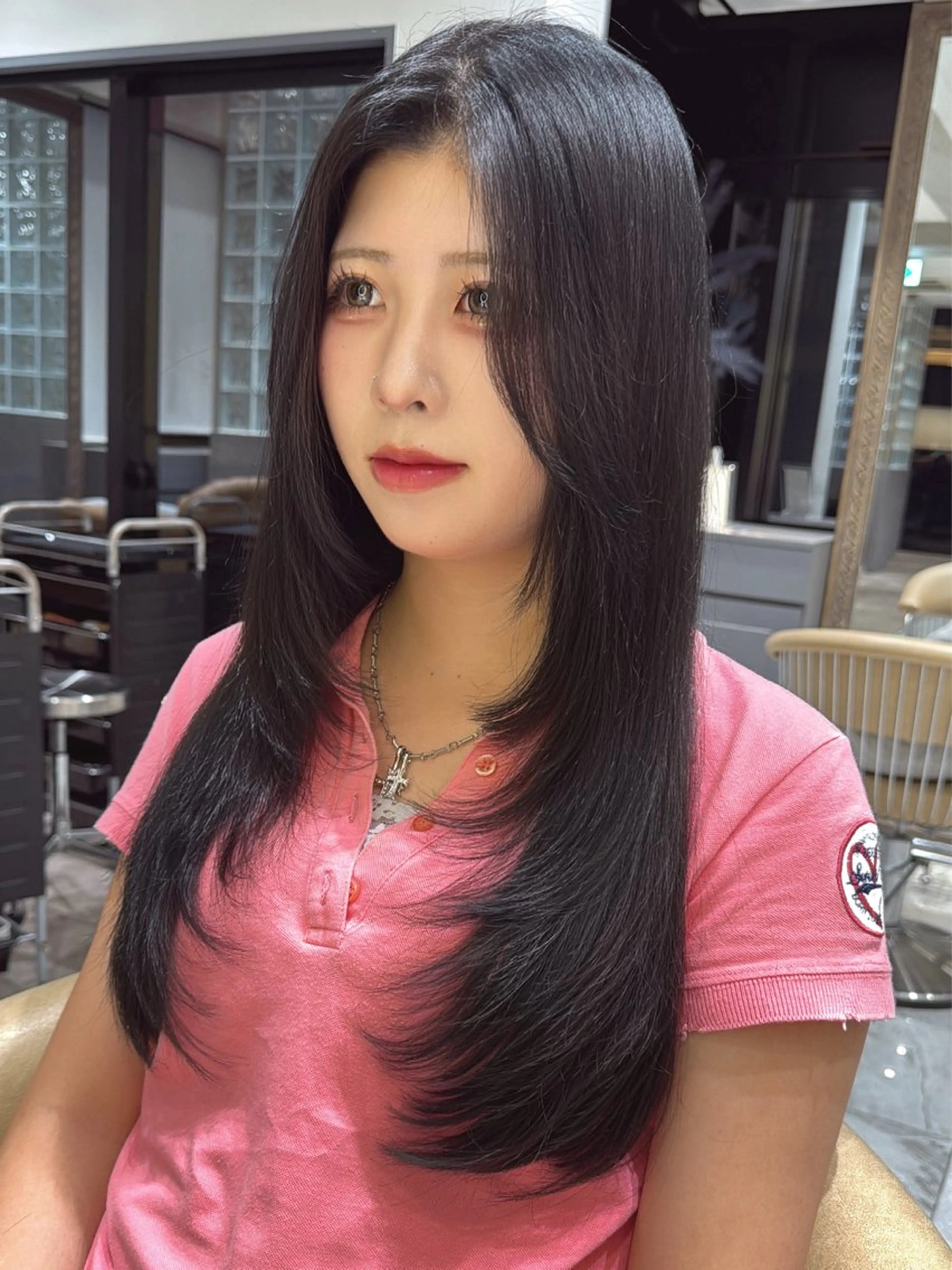 ロング ゆらんちょ/ブリーチ 無w/縮毛矯正/暖色のヘアスタイル