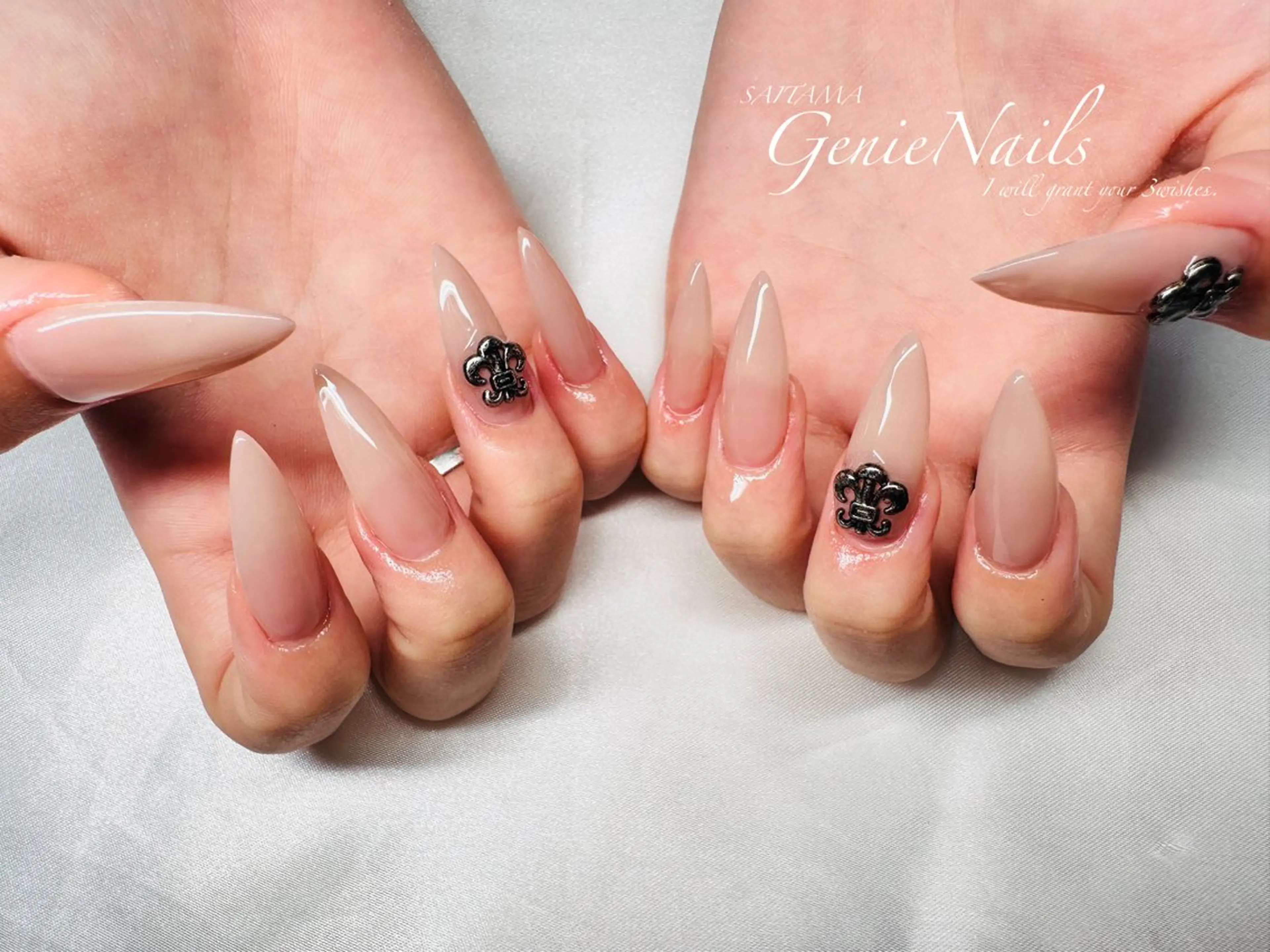 メンズ ネイル アートネイル 長さ出し 氷ネイル・うるうるネイル ロングネイル 持ち込み Genie Nailsのネイルデザイン