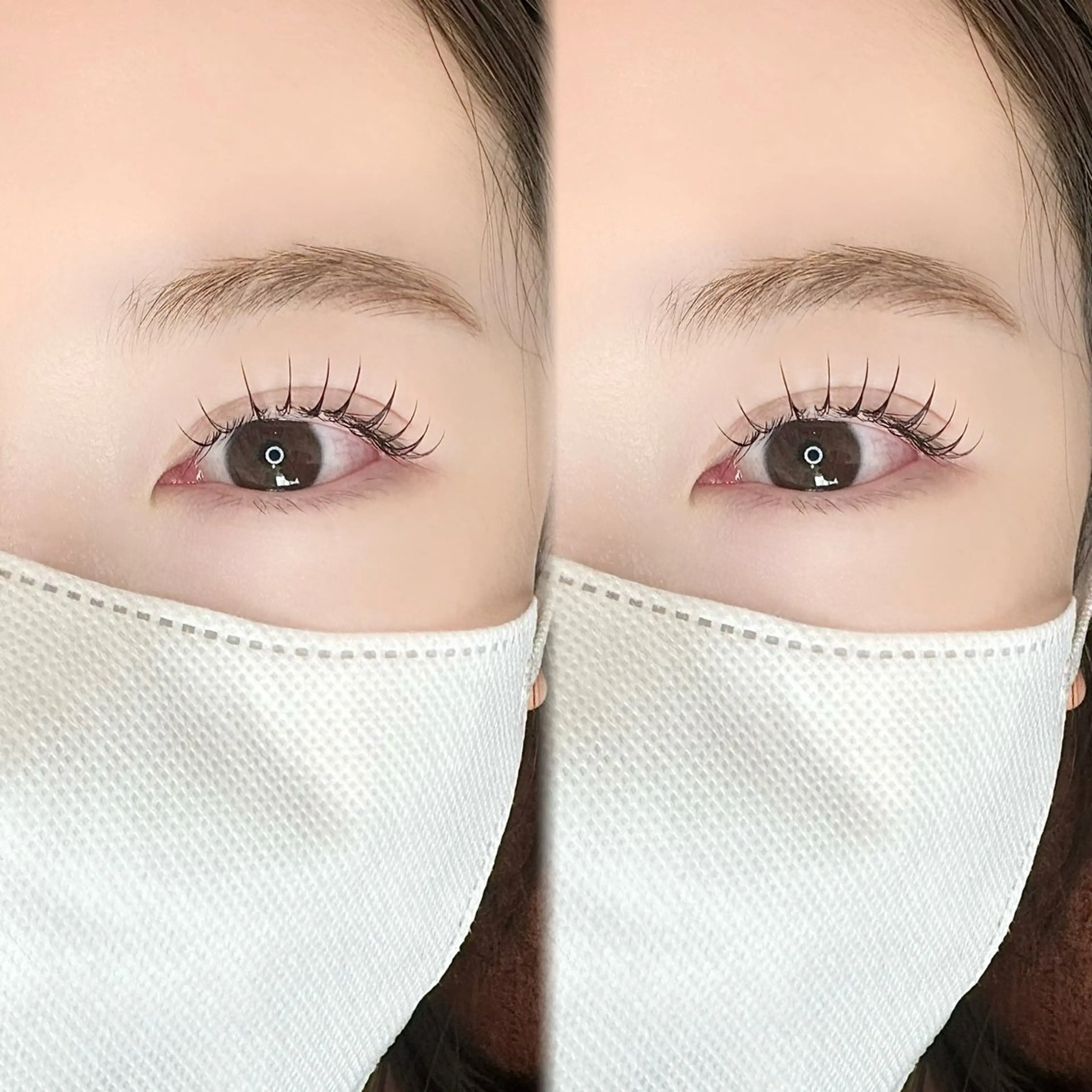 マツエク・マツパ マツエク 岩戸優奈 束感まつげ ピンク/ベージュのヘアスタイル